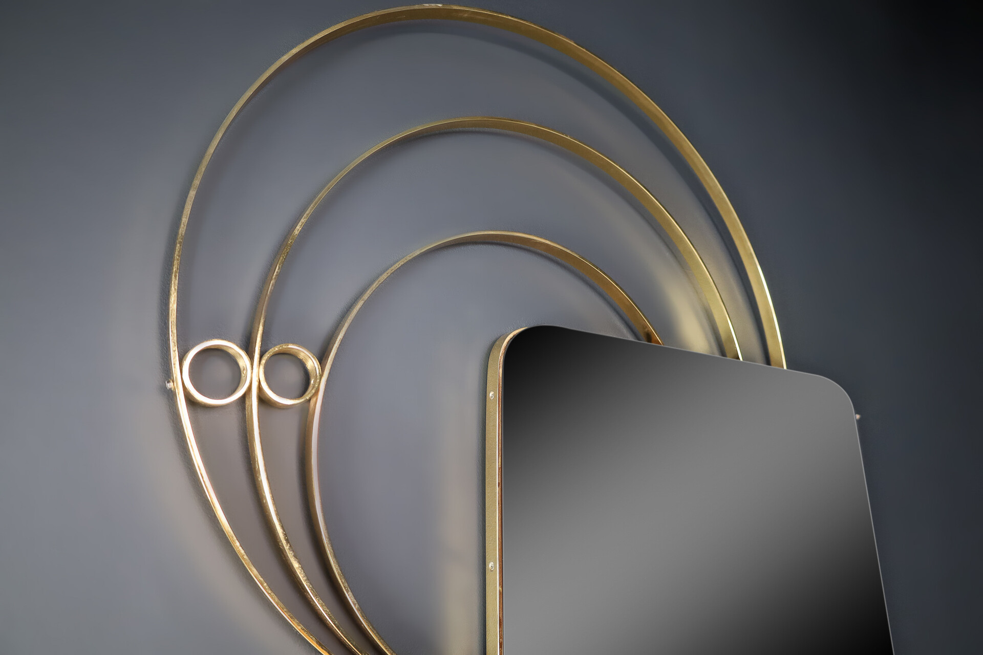 Brass store wall mirror
