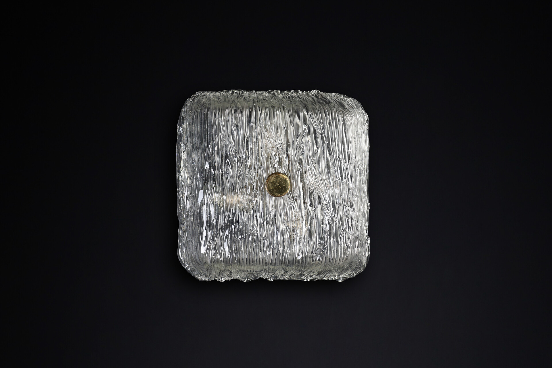 Mid century modern Large Venini Murano Flush Mount Wall lights from the Bambù series, Italy 1950 Mid-20th century