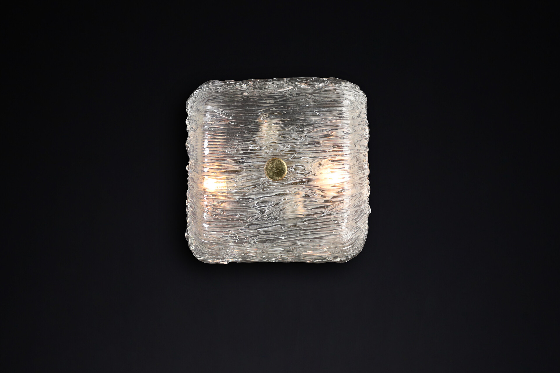 Mid century modern Large Venini Murano Flush Mount Wall lights from the Bambù series, Italy 1950 Mid-20th century