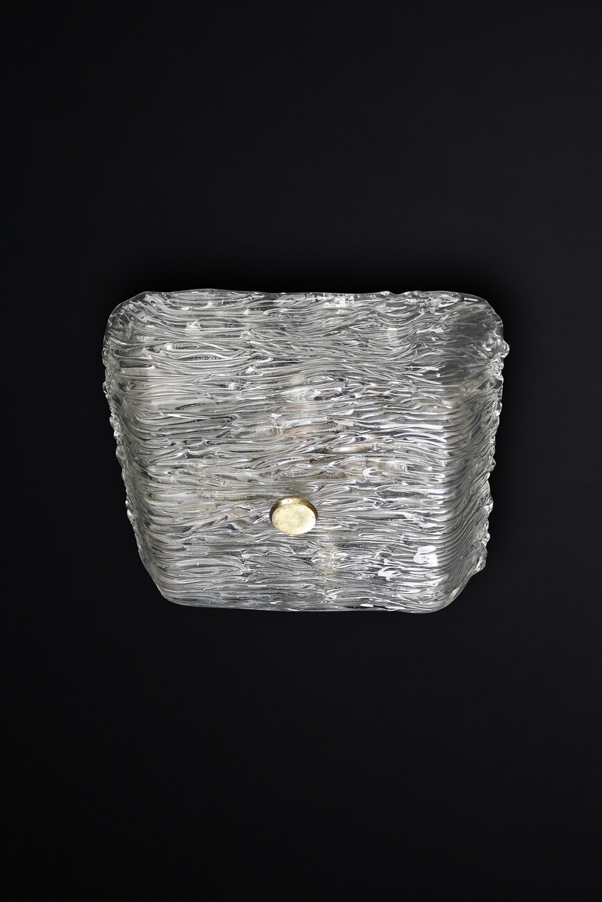 Mid century modern Large Venini Murano Flush Mount Wall lights from the Bambù series, Italy 1950 Mid-20th century