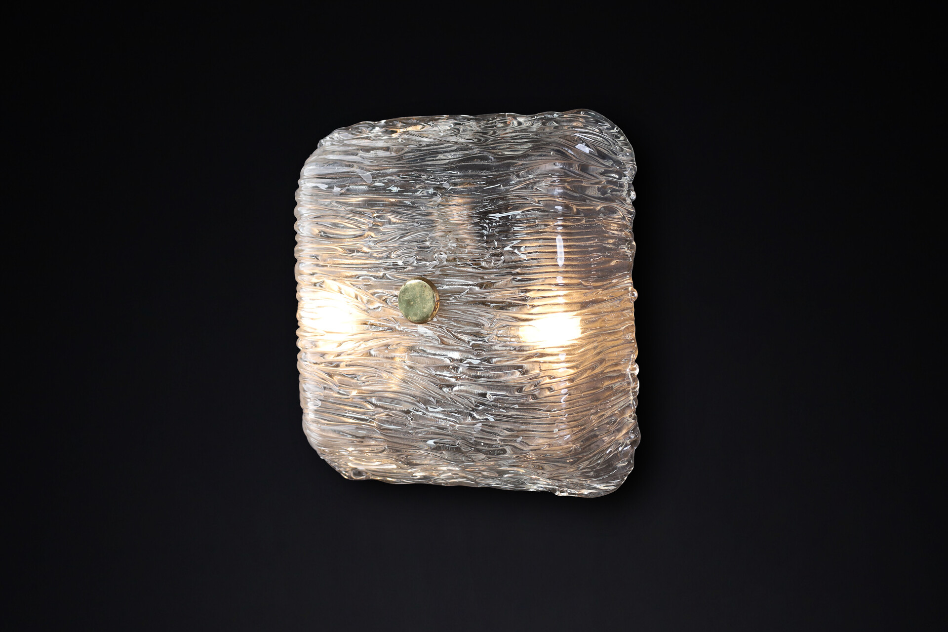 Mid century modern Large Venini Murano Flush Mount Wall lights from the Bambù series, Italy 1950 Mid-20th century