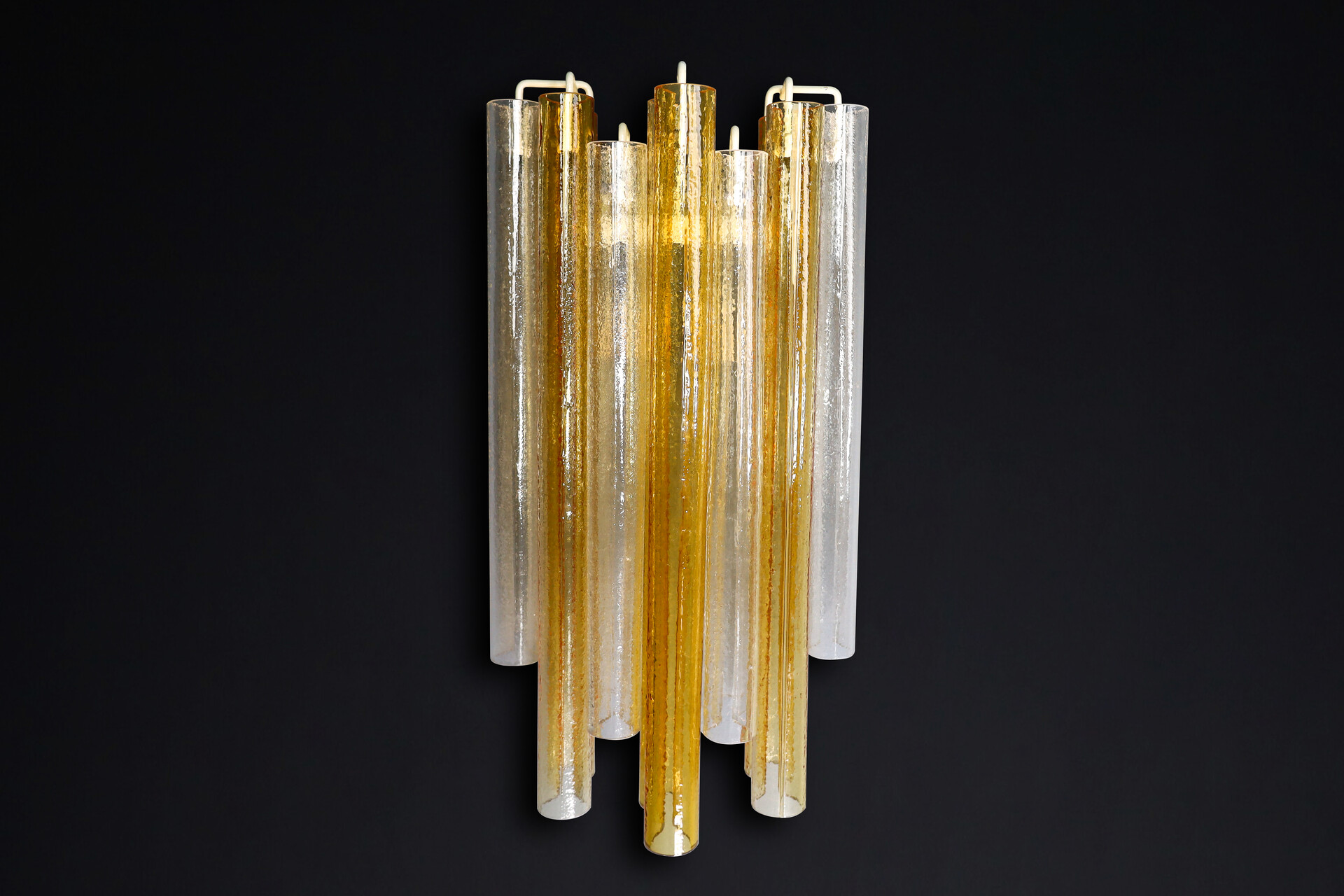 Mid century modern Large Venini Murano Wall Lights in Clear and Amber Glass , Italy 1960s Mid-20th century