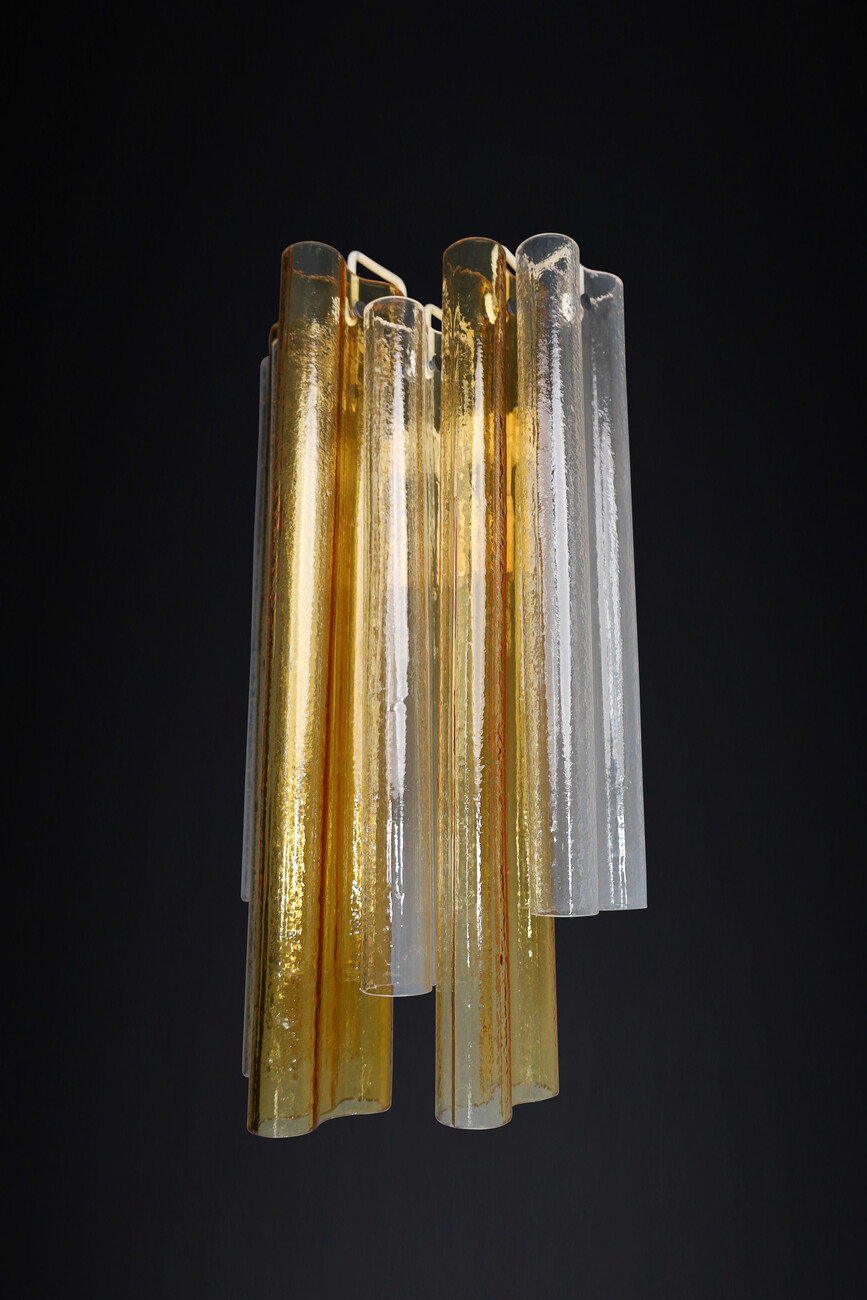 Mid century modern Large Venini Murano Wall Lights in Clear and Amber Glass , Italy 1960s Mid-20th century