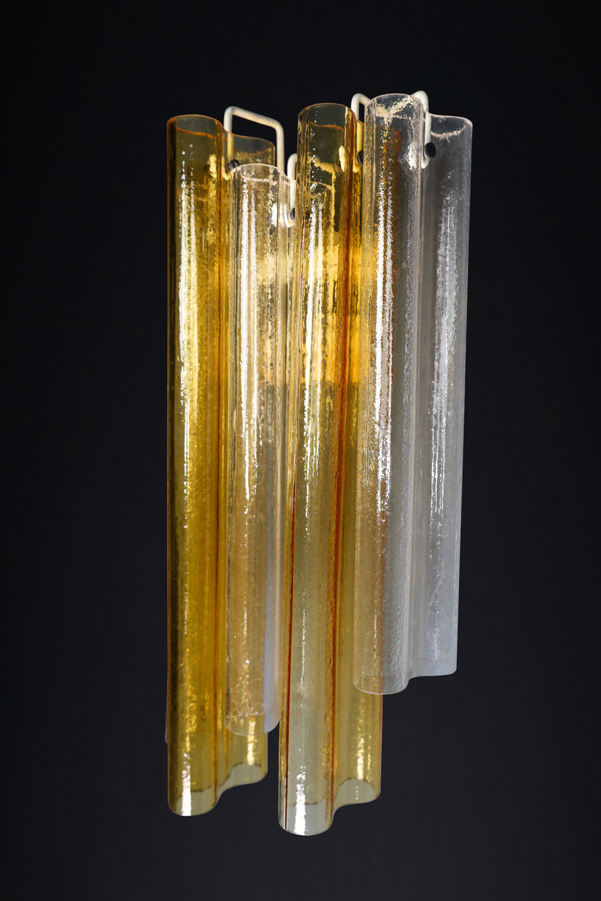 Mid century modern Large Venini Murano Wall Lights in Clear and Amber Glass , Italy 1960s Mid-20th century