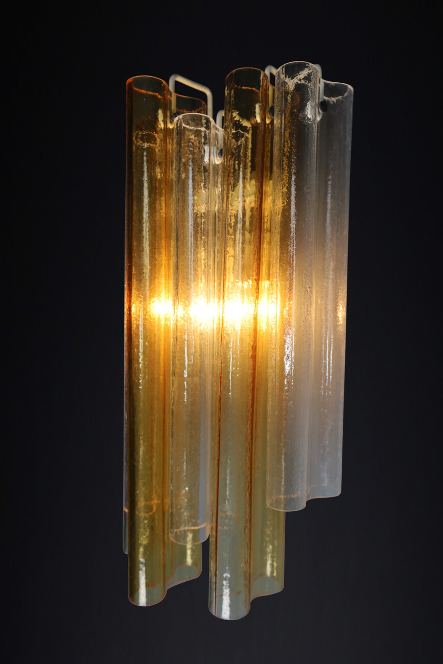 Mid century modern Large Venini Murano Wall Lights in Clear and Amber Glass , Italy 1960s Mid-20th century