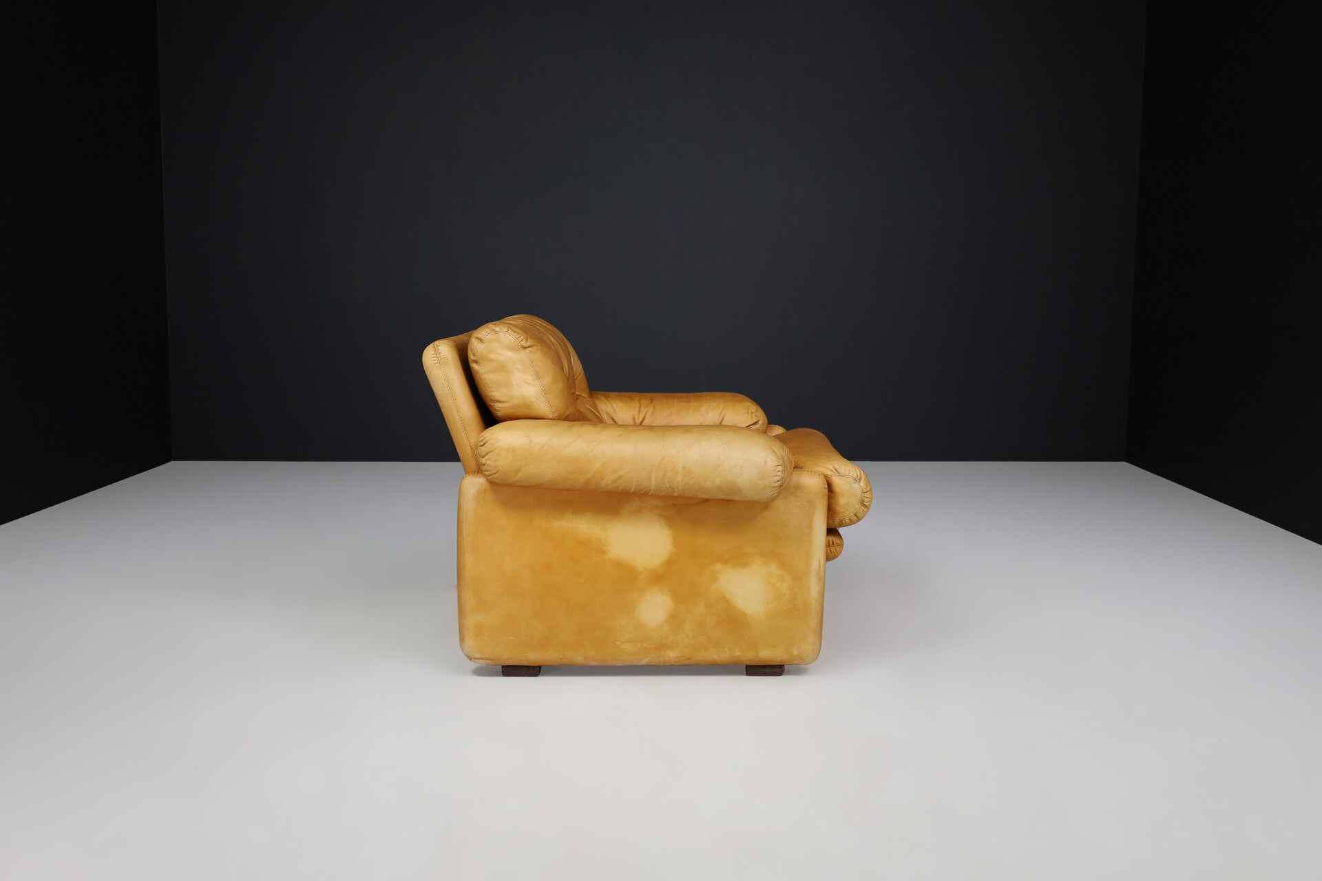 Mid century modern Leather Coronado Lounge chair By Afra & Tobia Scarpa For B&B Italia 1972 Mid-20th century