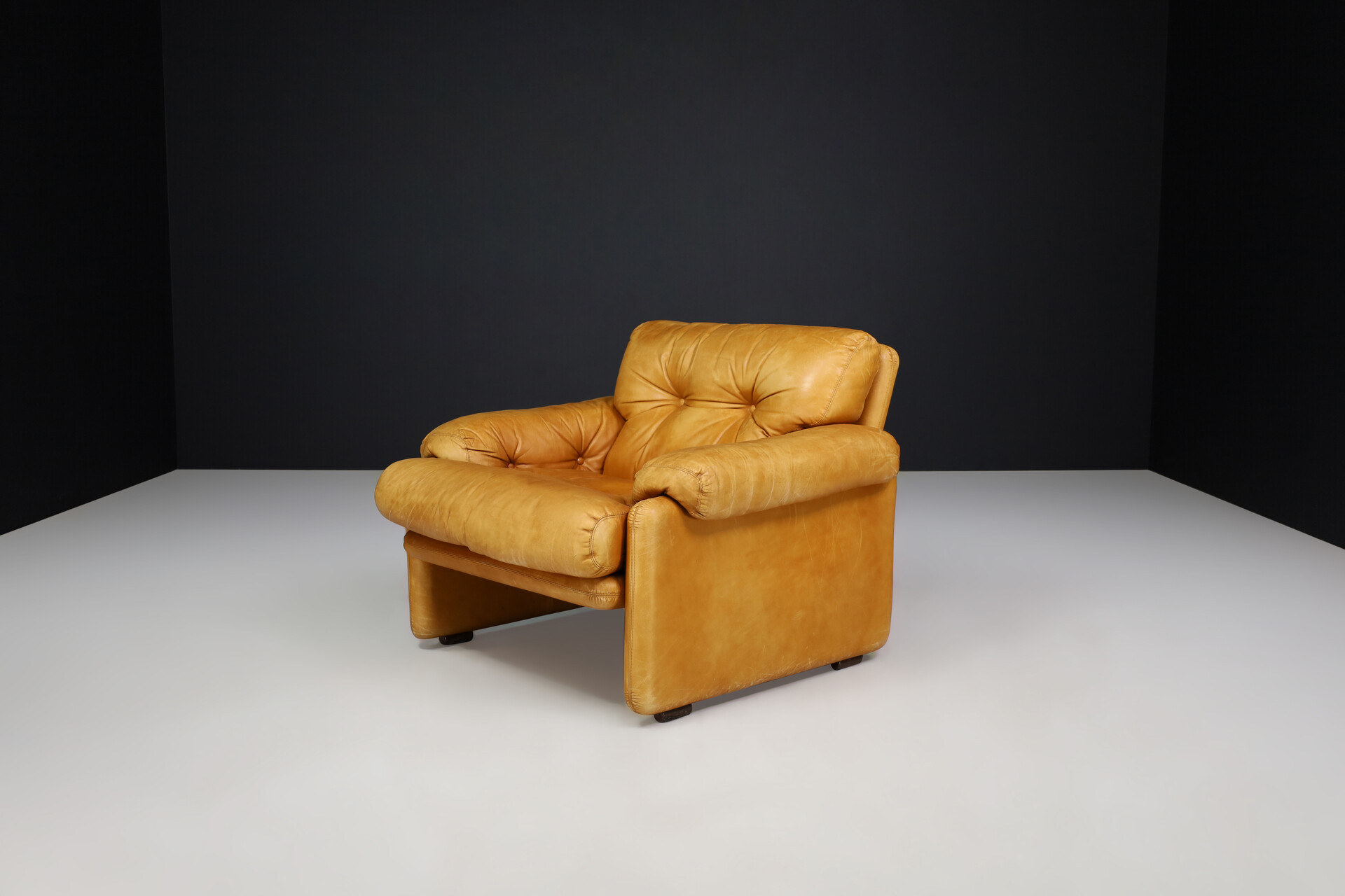 Mid century modern Leather Coronado Lounge chair By Afra & Tobia Scarpa For B&B Italia 1972 Mid-20th century