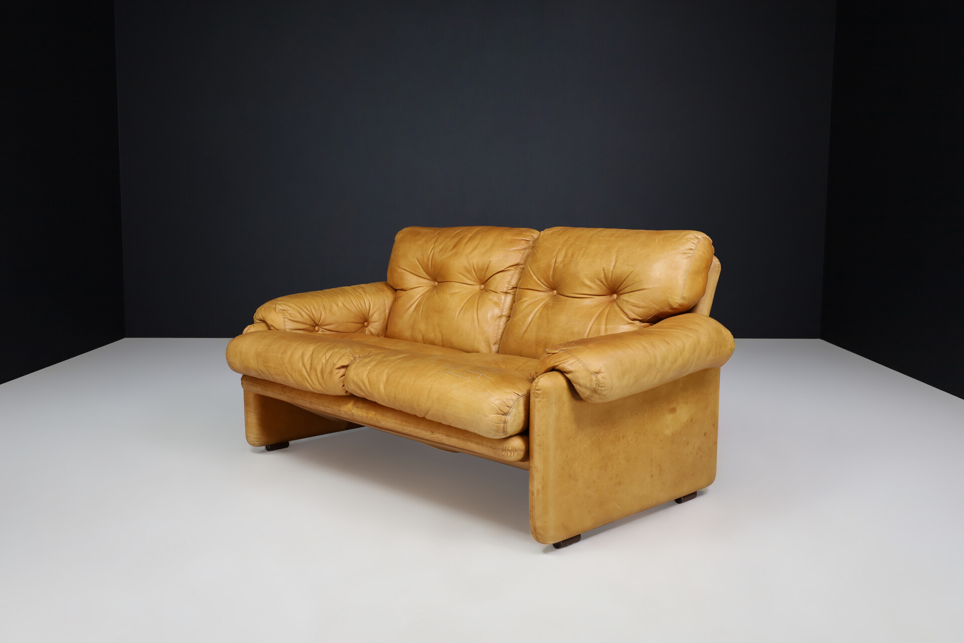 Mid century modern Leather Coronado Lounge Sofa By Afra & Tobia Scarpa For B&B Italia 1972 Mid-20th century