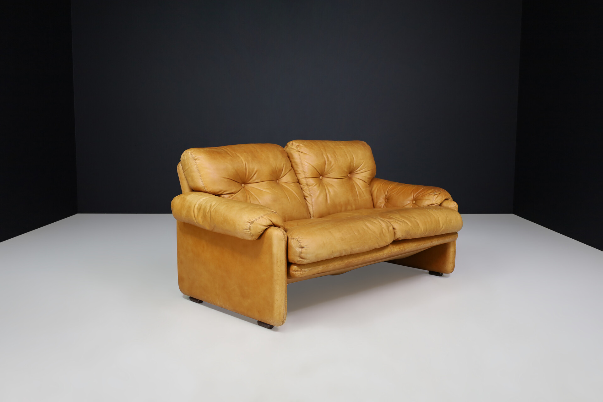 Mid century modern Leather Coronado Lounge Sofa By Afra & Tobia Scarpa For B&B Italia 1972 Mid-20th century