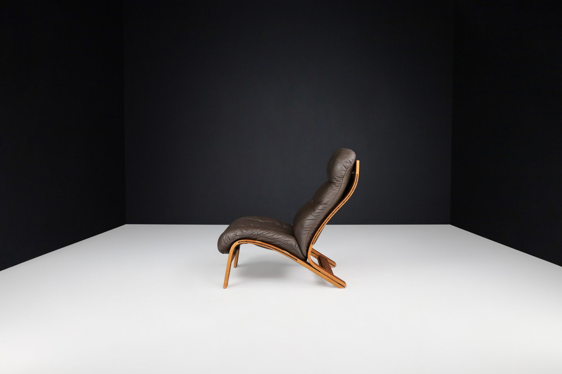 Mid century modern Leather lounge chairs, The Netherlands 1970s Late-20th century