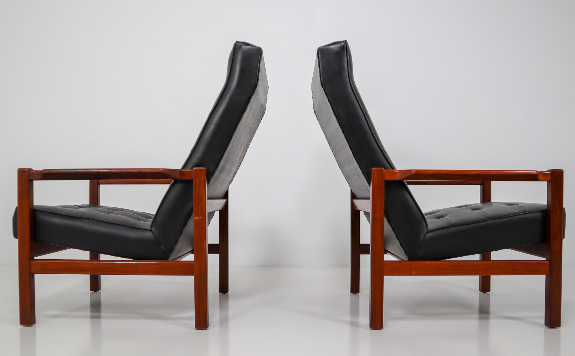Mid century modern Leather,Rosewood Scandinavian Leather Rosewood Armchairs 1960s Mid-20th century