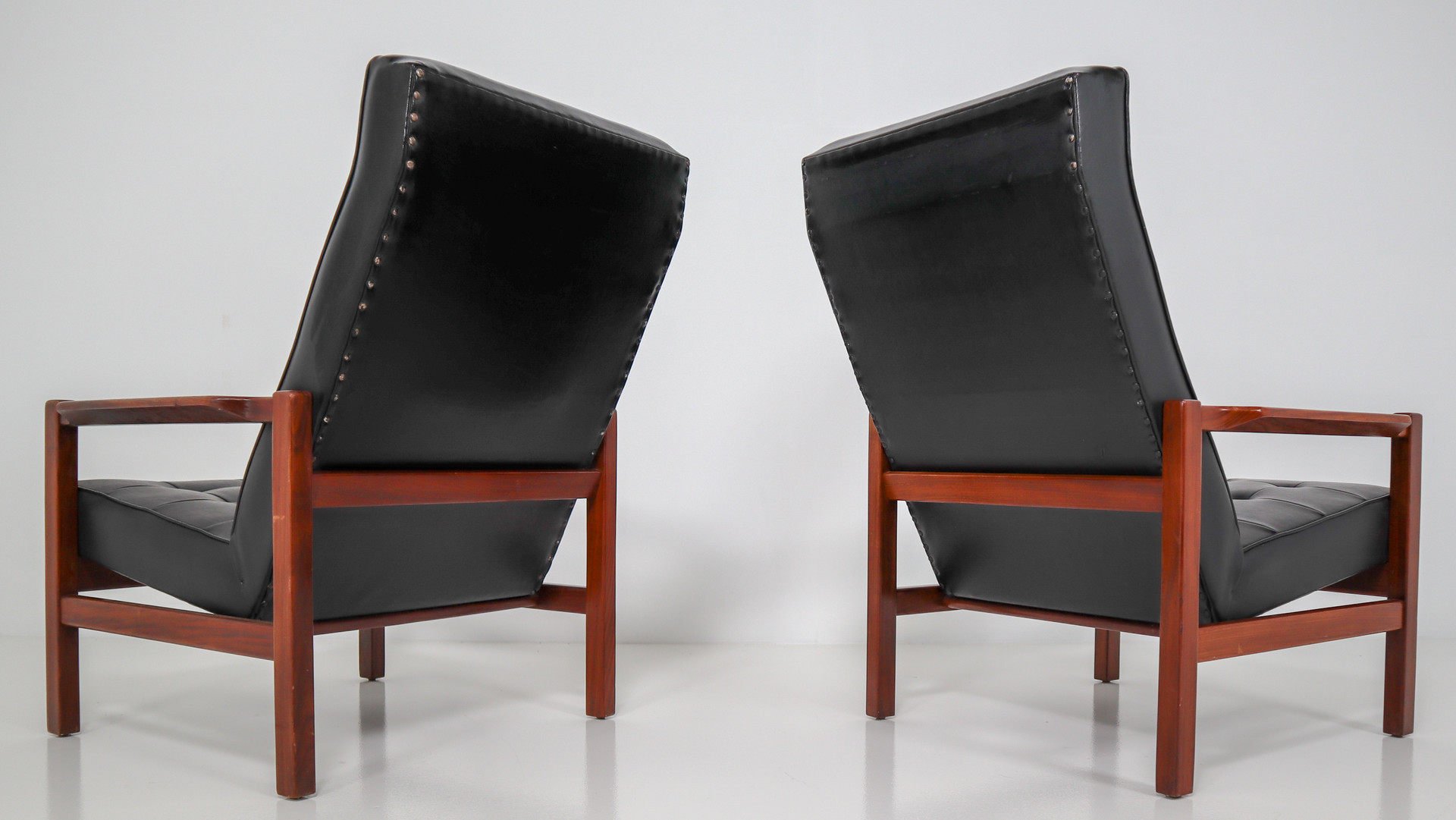 Mid century modern Leather,Rosewood Scandinavian Leather Rosewood Armchairs 1960s Mid-20th century