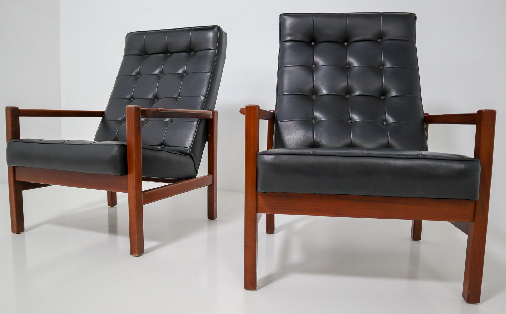 Mid century modern Leather,Rosewood Scandinavian Leather Rosewood Armchairs 1960s Mid-20th century