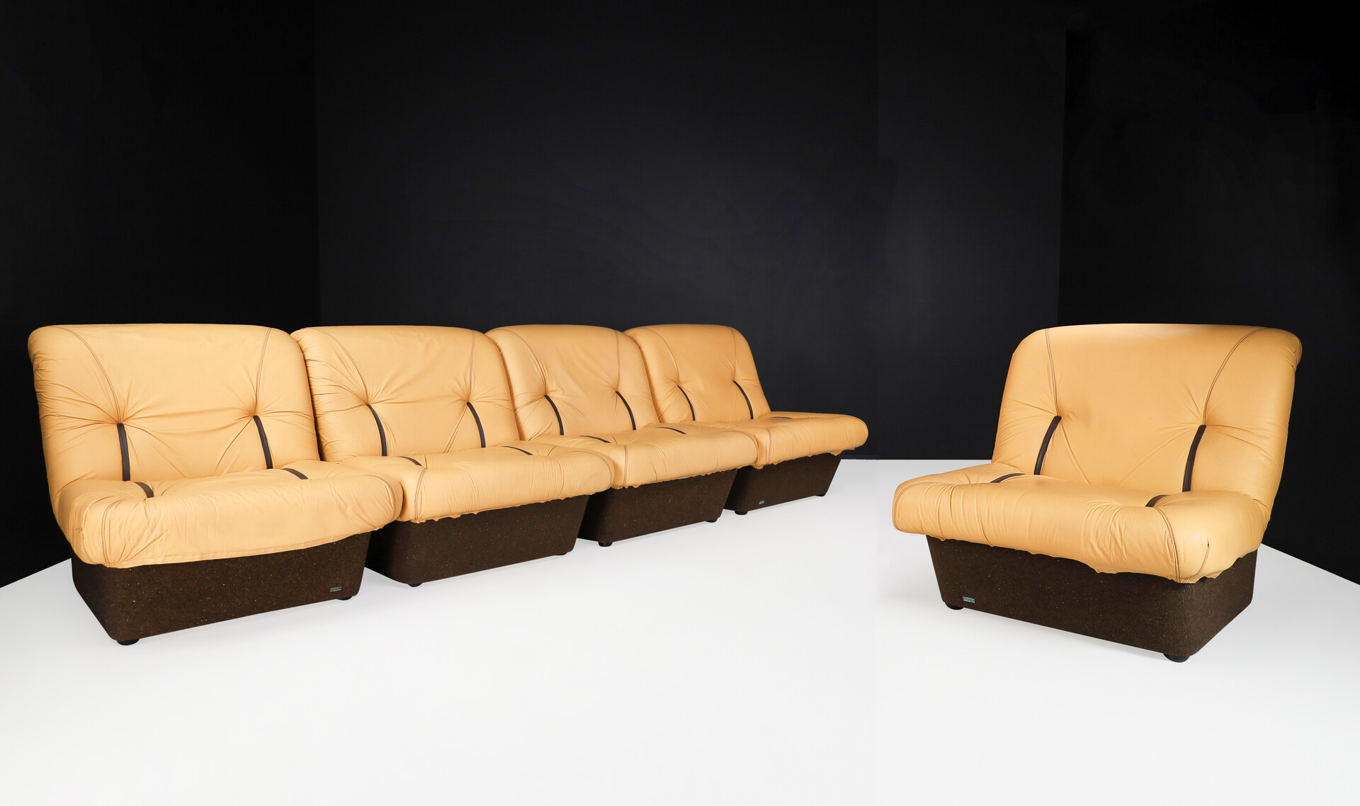 Mid century modern Lev & Lev Lounge Chairs or Sectional Sofa, Italy 1970s Late-20th century