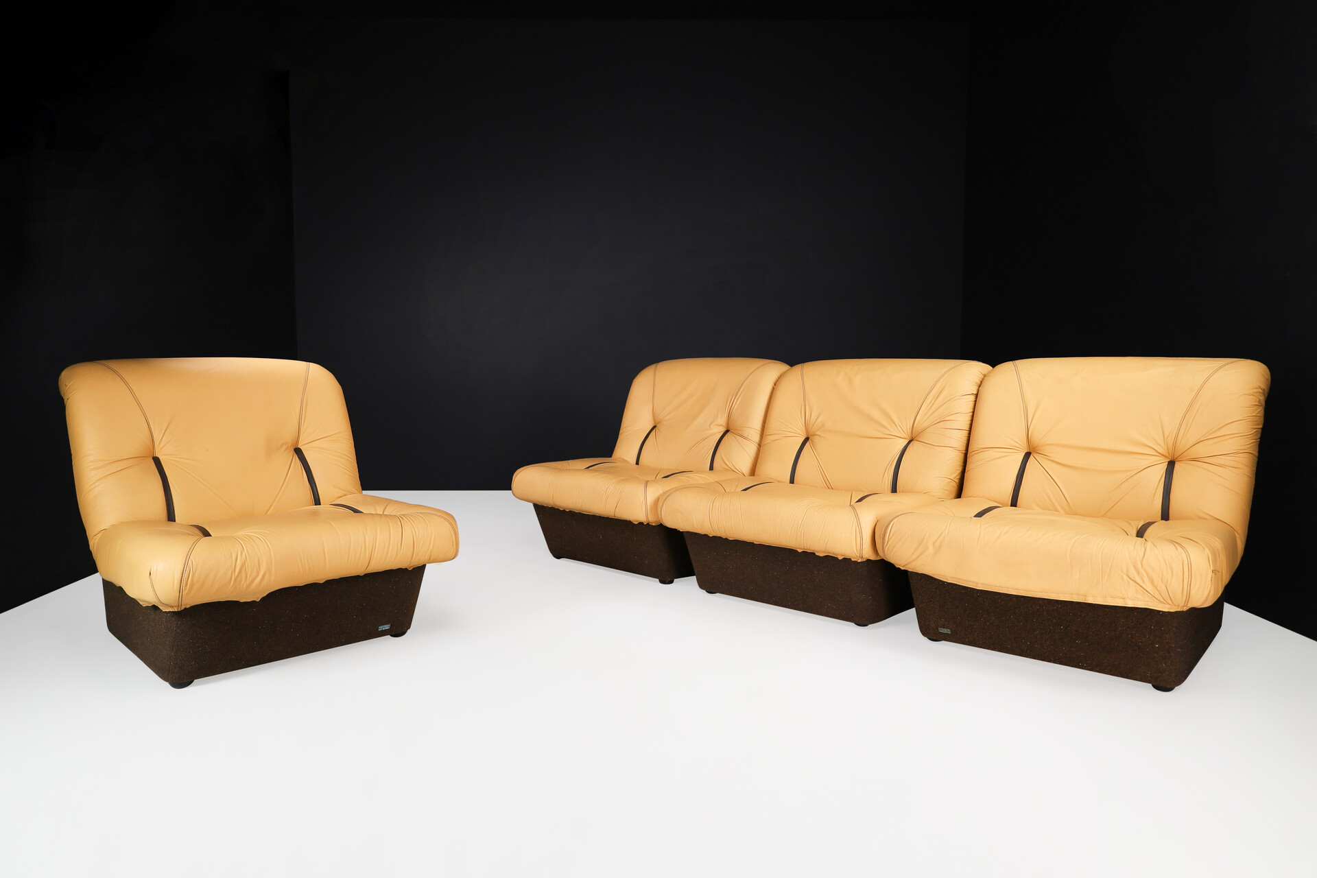 Mid century modern Lev & Lev Lounge Chairs or Sectional Sofa, Italy 1970s Late-20th century