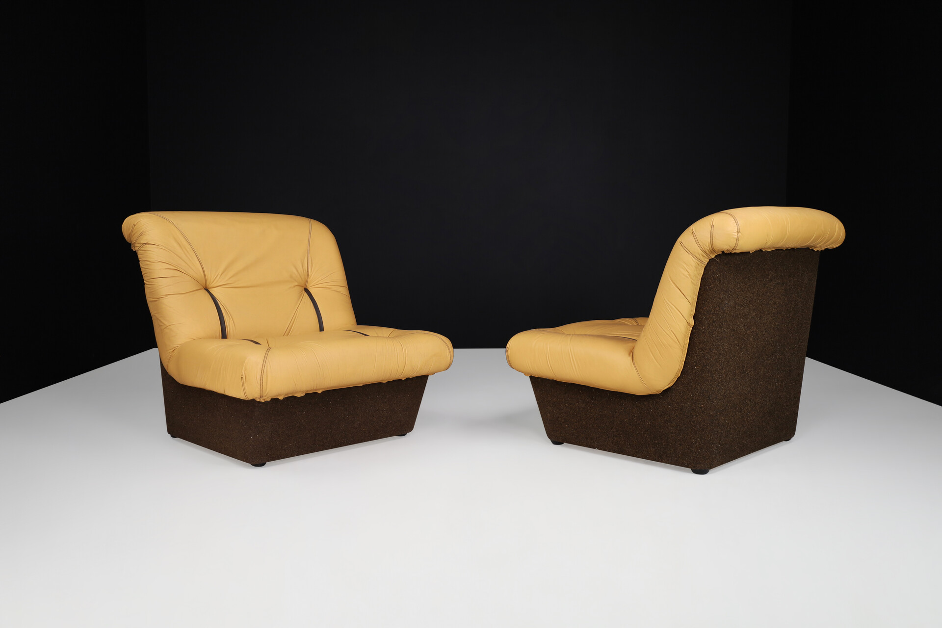 Mid century modern Lev & Lev Lounge Chairs or Sectional Sofa, Italy 1970s Late-20th century