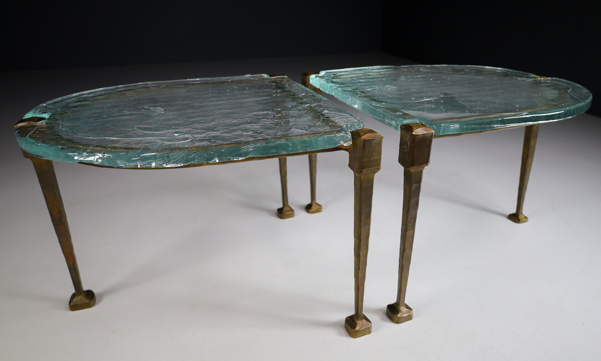 Mid century modern Lothar Klute Side Tables / Coffee Tables In Bronze And Glass Germany 1970s Late-20th century