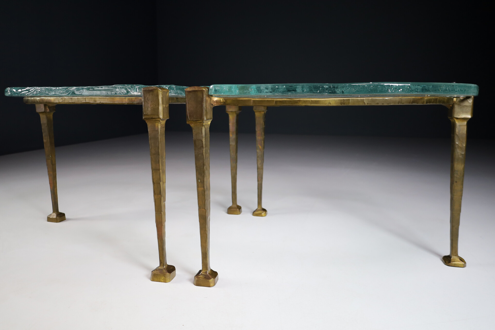 Mid century modern Lothar Klute Side Tables / Coffee Tables In Bronze And Glass Germany 1970s Late-20th century