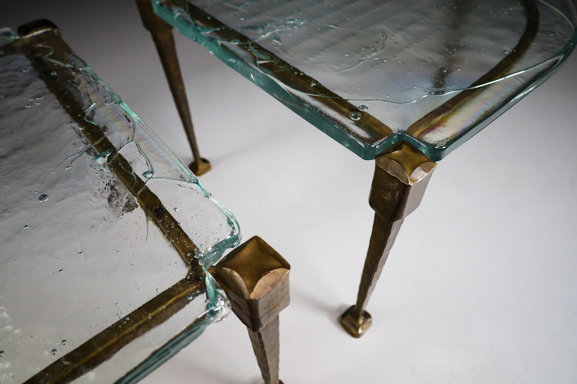 Mid century modern Lothar Klute Side Tables / Coffee Tables In Bronze And Glass Germany 1970s Late-20th century