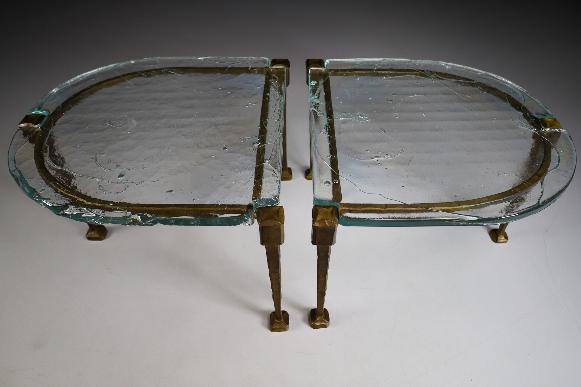 Mid century modern Lothar Klute Side Tables / Coffee Tables In Bronze And Glass Germany 1970s Late-20th century