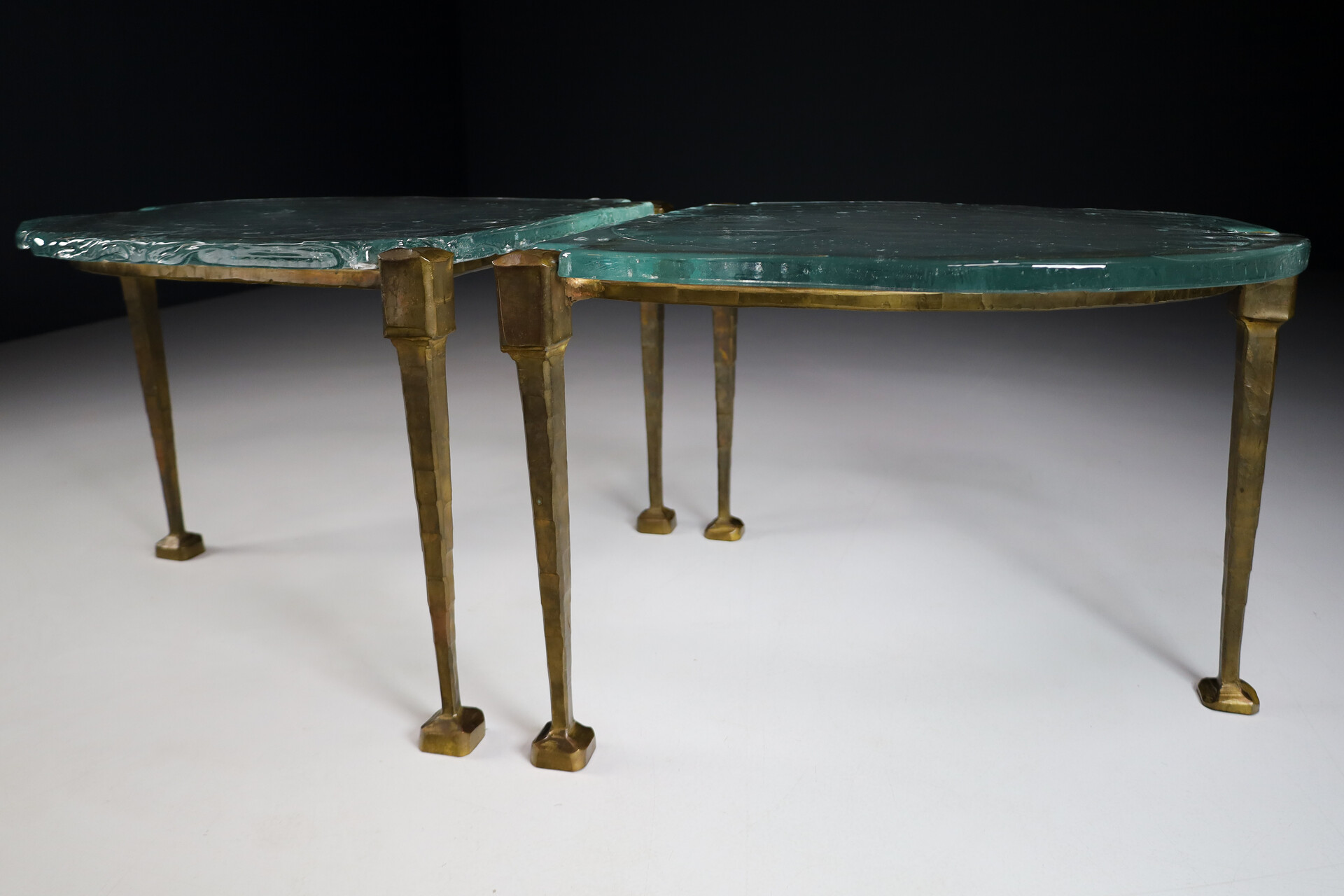 Mid century modern Lothar Klute Side Tables / Coffee Tables In Bronze And Glass Germany 1970s Late-20th century