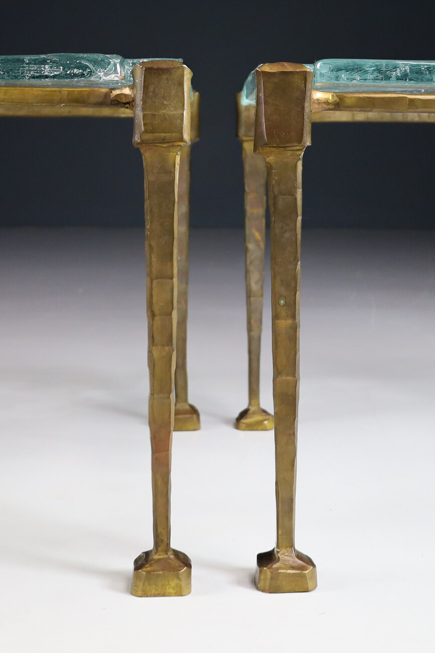 Mid century modern Lothar Klute Side Tables / Coffee Tables In Bronze And Glass Germany 1970s Late-20th century