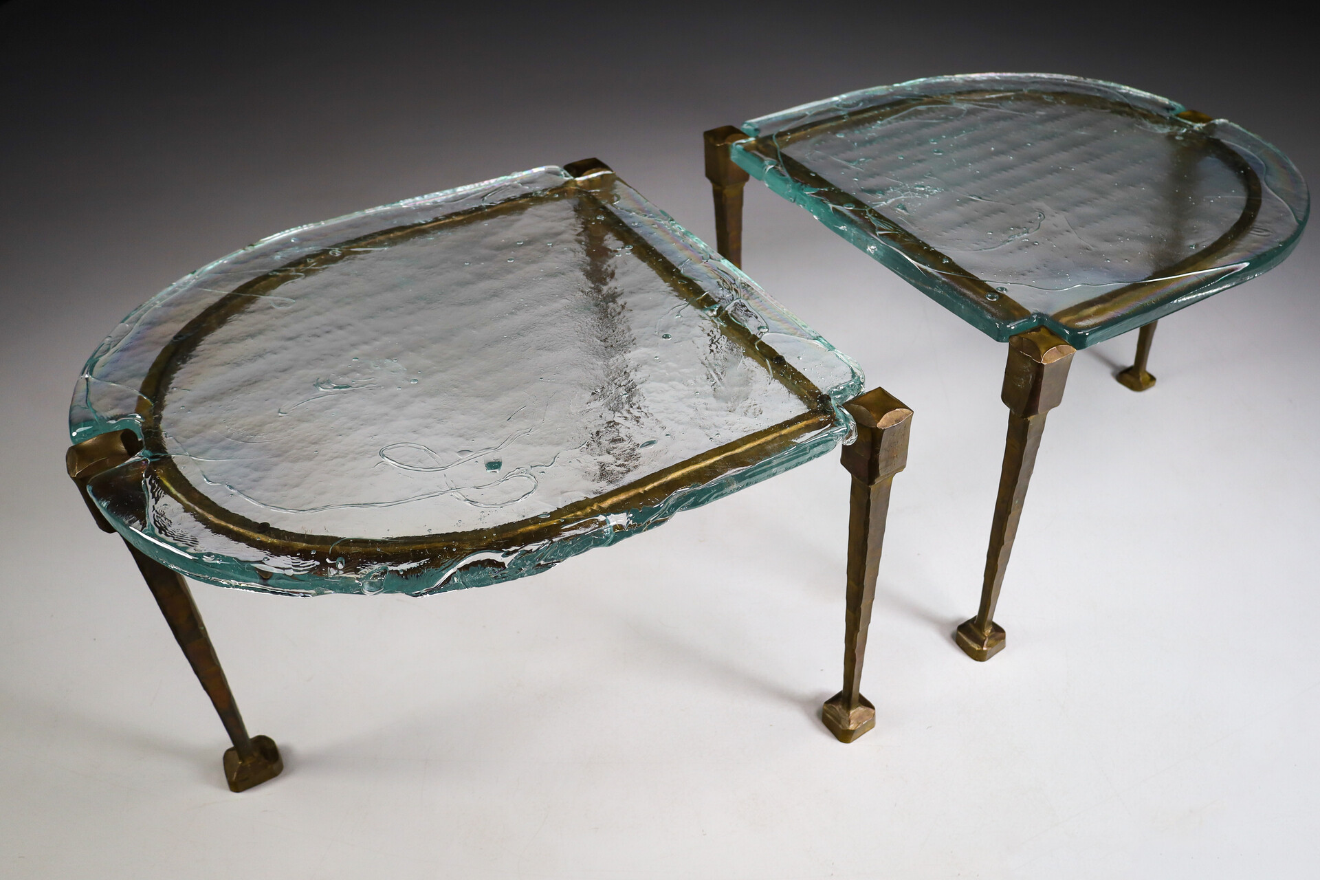 Mid century modern Lothar Klute Side Tables / Coffee Tables In Bronze And Glass Germany 1970s Late-20th century