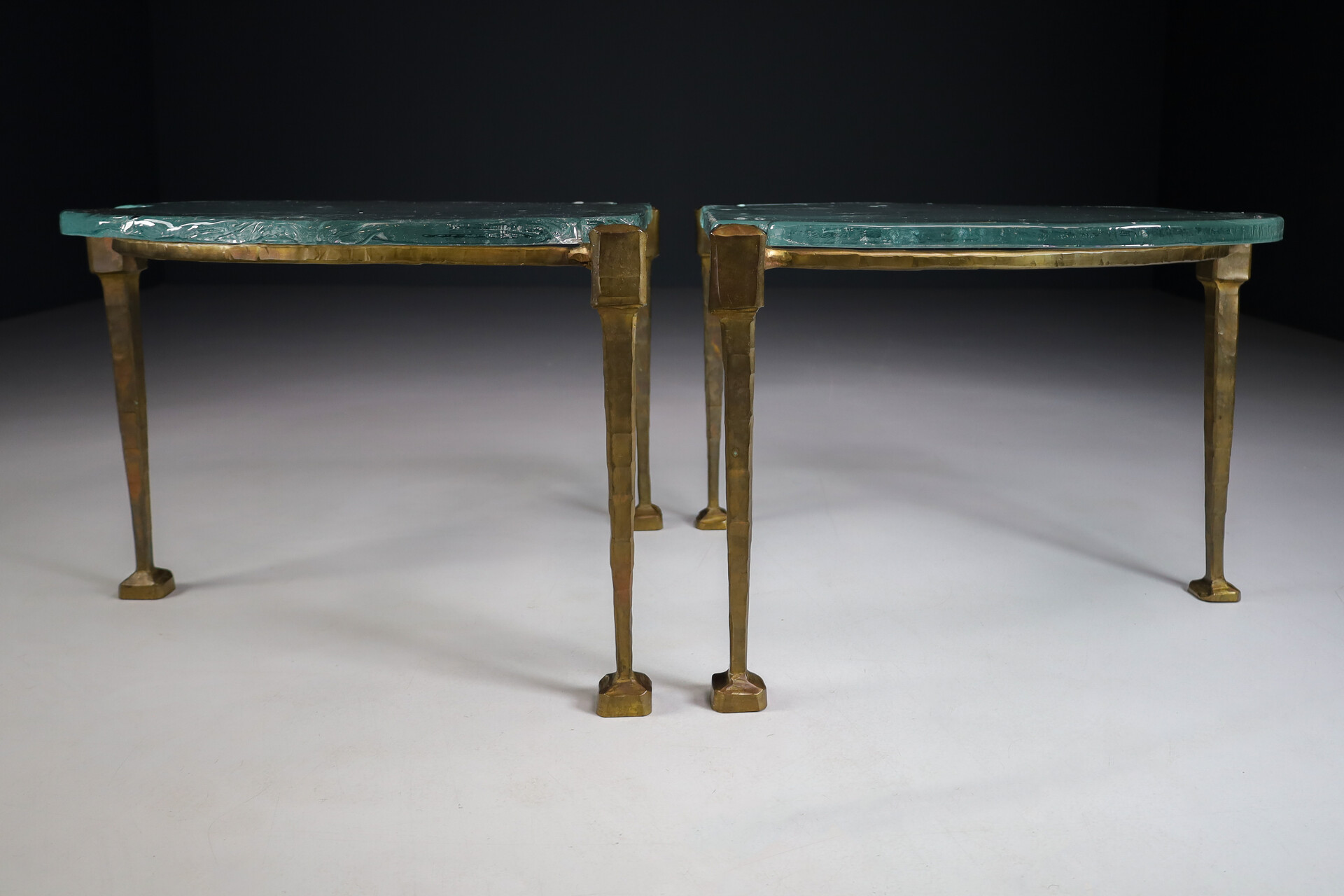 Mid century modern Lothar Klute Side Tables / Coffee Tables In Bronze And Glass Germany 1970s Late-20th century