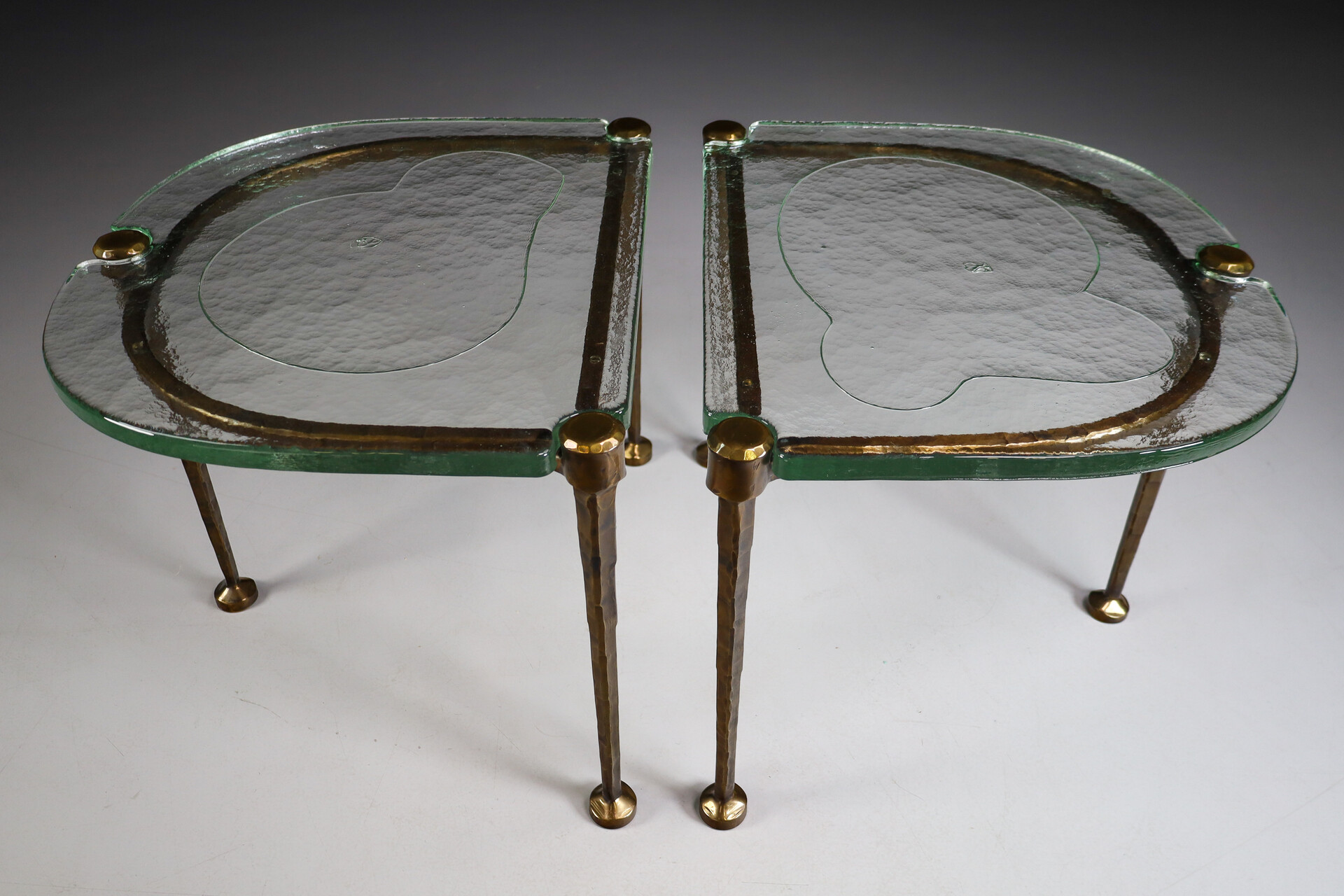 Mid century modern Lothar Klute side tables / coffee tables in Bronze and glass Germany 1970s Mid-20th century