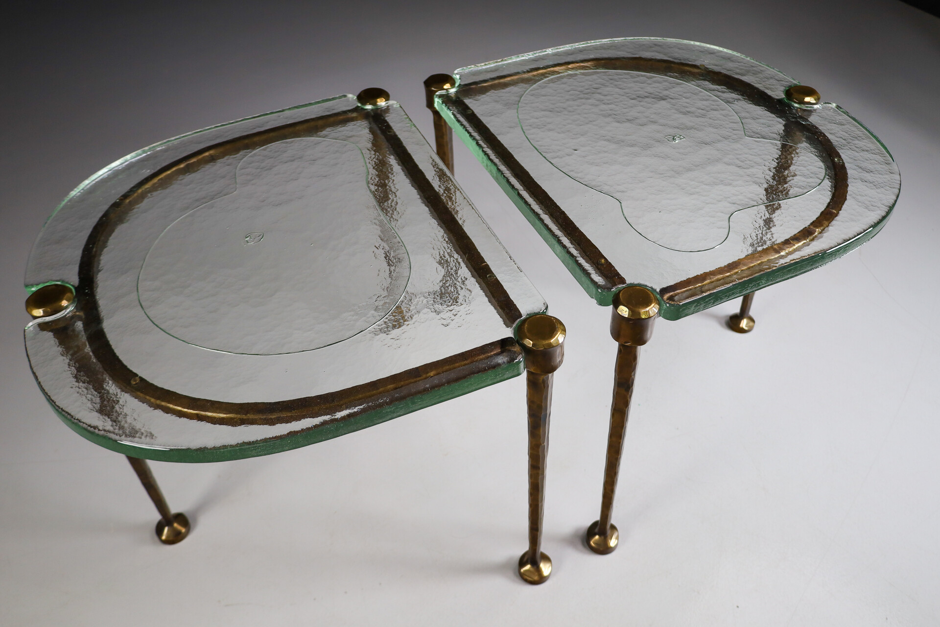 Mid century modern Lothar Klute side tables / coffee tables in Bronze and glass Germany 1970s Mid-20th century