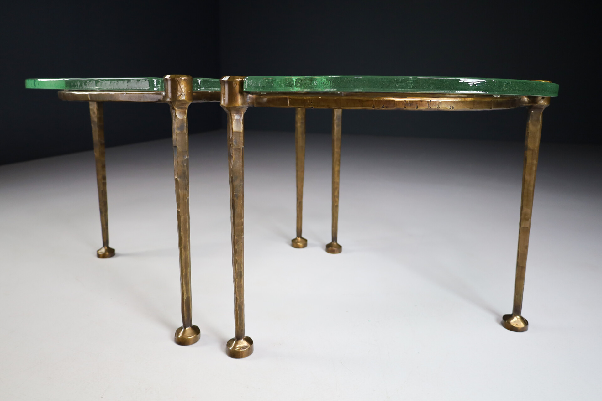 Mid century modern Lothar Klute side tables / coffee tables in Bronze and glass Germany 1970s Mid-20th century