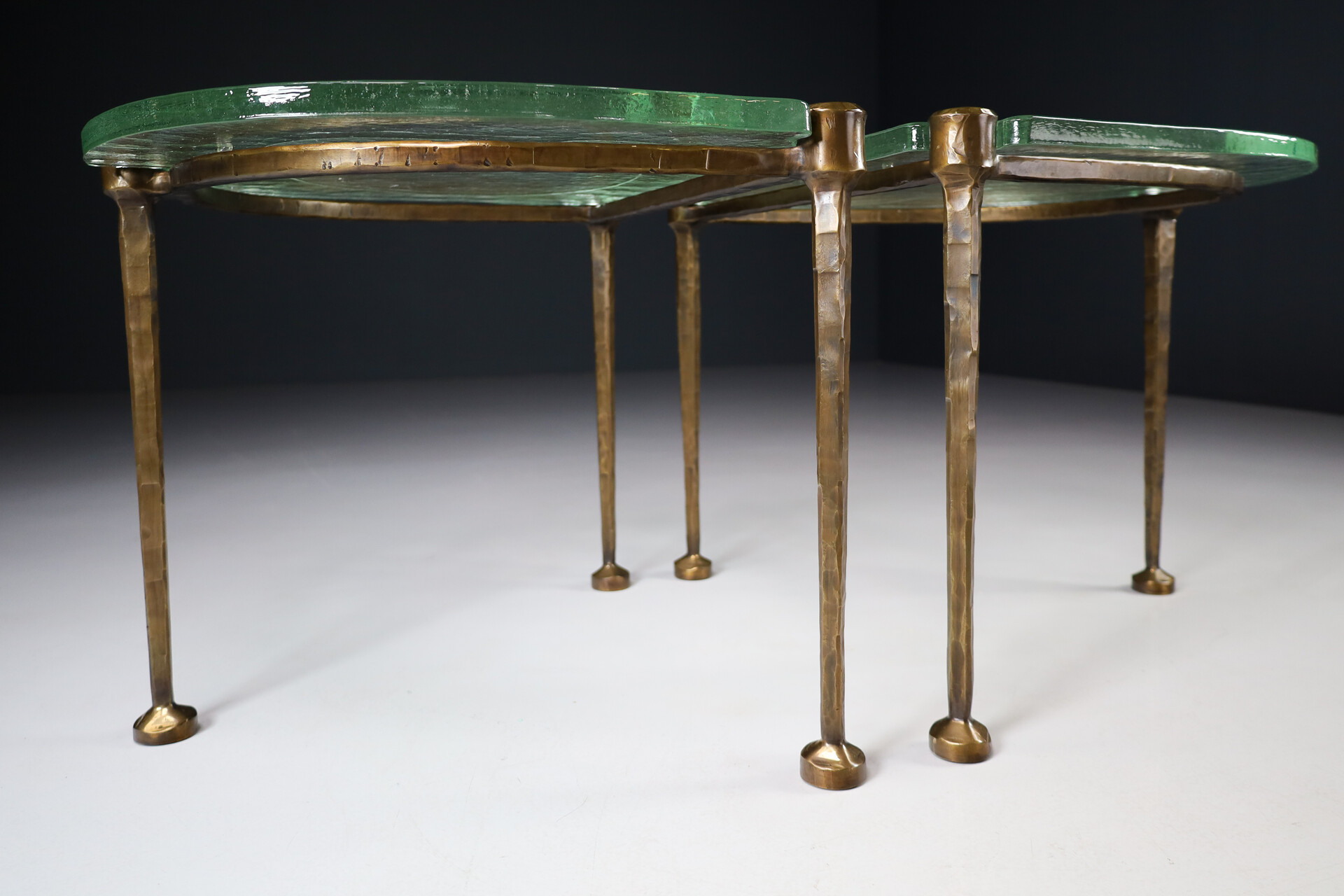 Mid century modern Lothar Klute side tables / coffee tables in Bronze and glass Germany 1970s Mid-20th century