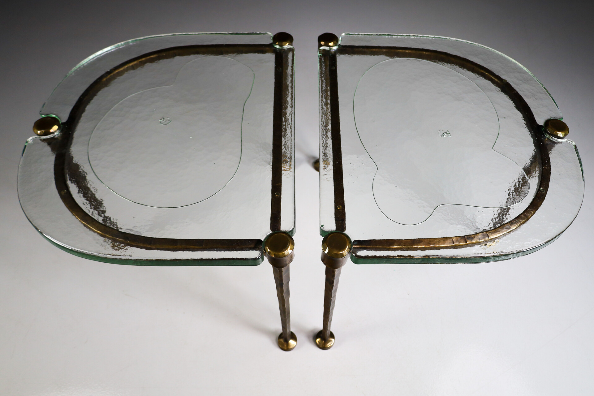Mid century modern Lothar Klute side tables / coffee tables in Bronze and glass Germany 1970s Mid-20th century