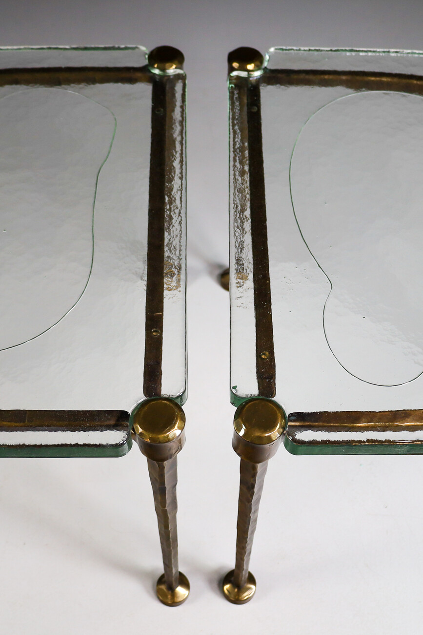 Mid century modern Lothar Klute side tables / coffee tables in Bronze and glass Germany 1970s Mid-20th century