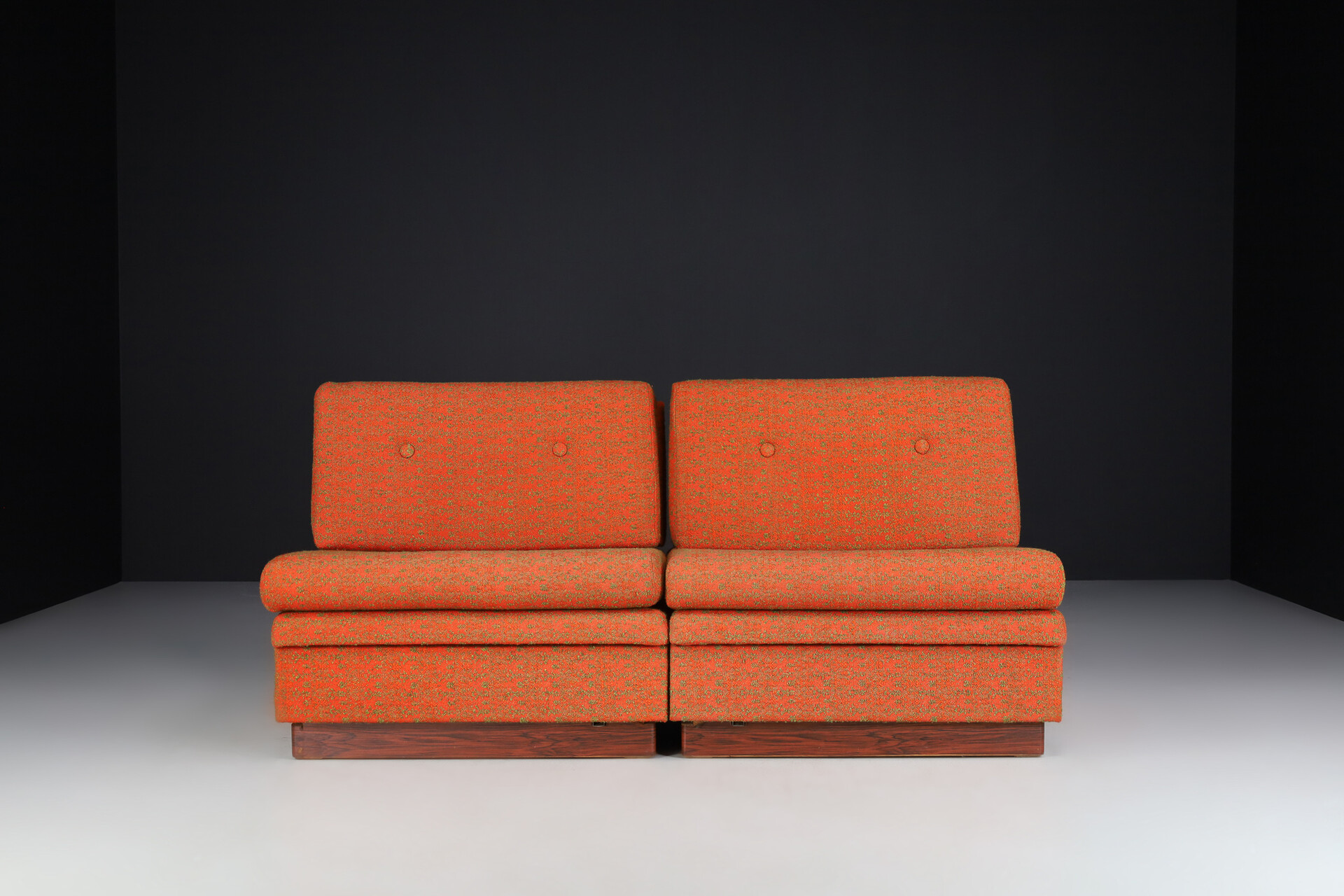 Mid century modern Lounge Chairs / Bed in original fabric , Germany 1960s Mid-20th century