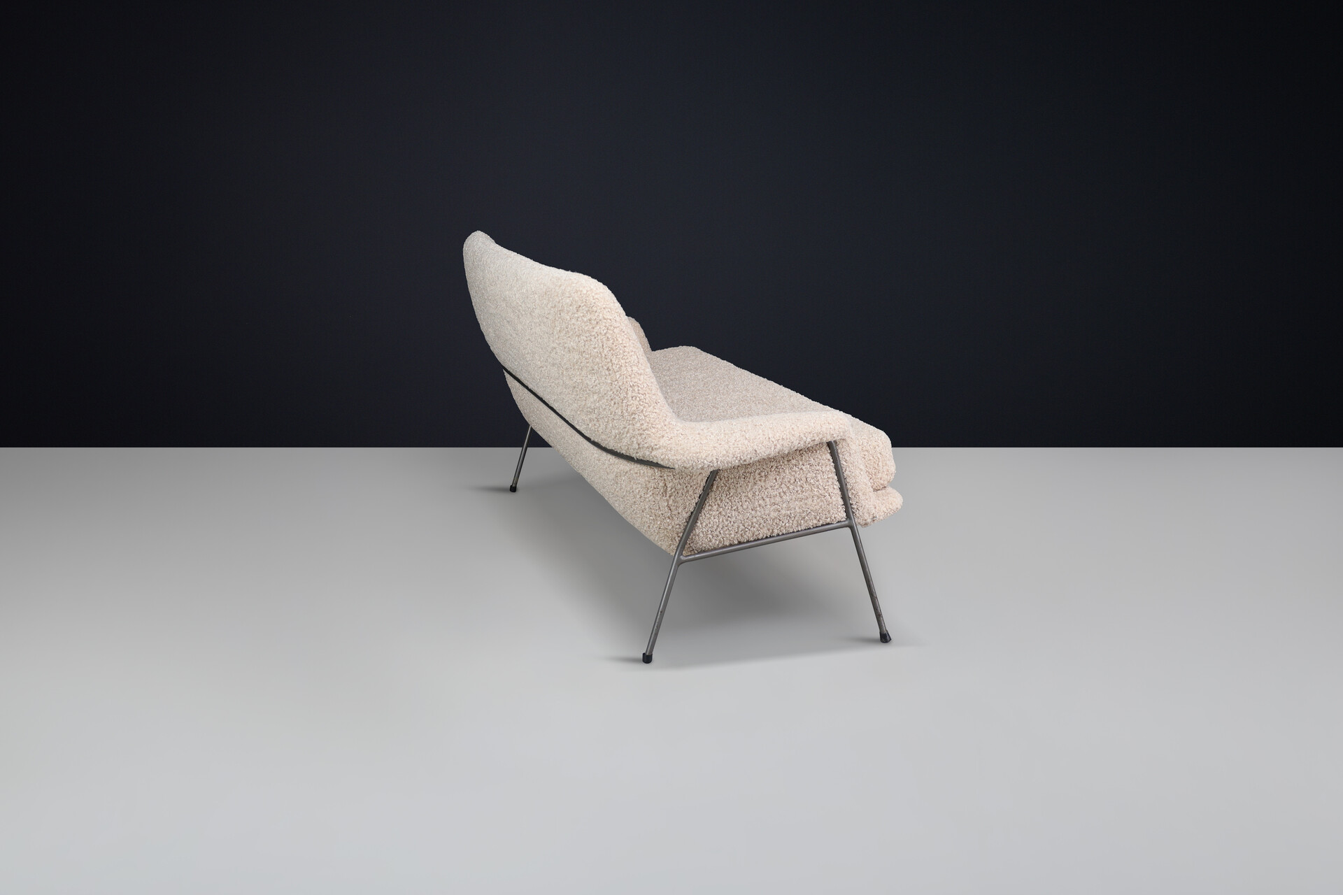 Mid century modern Lounge sofa in teddy fabric , The Netherlands 1960s Mid-20th century