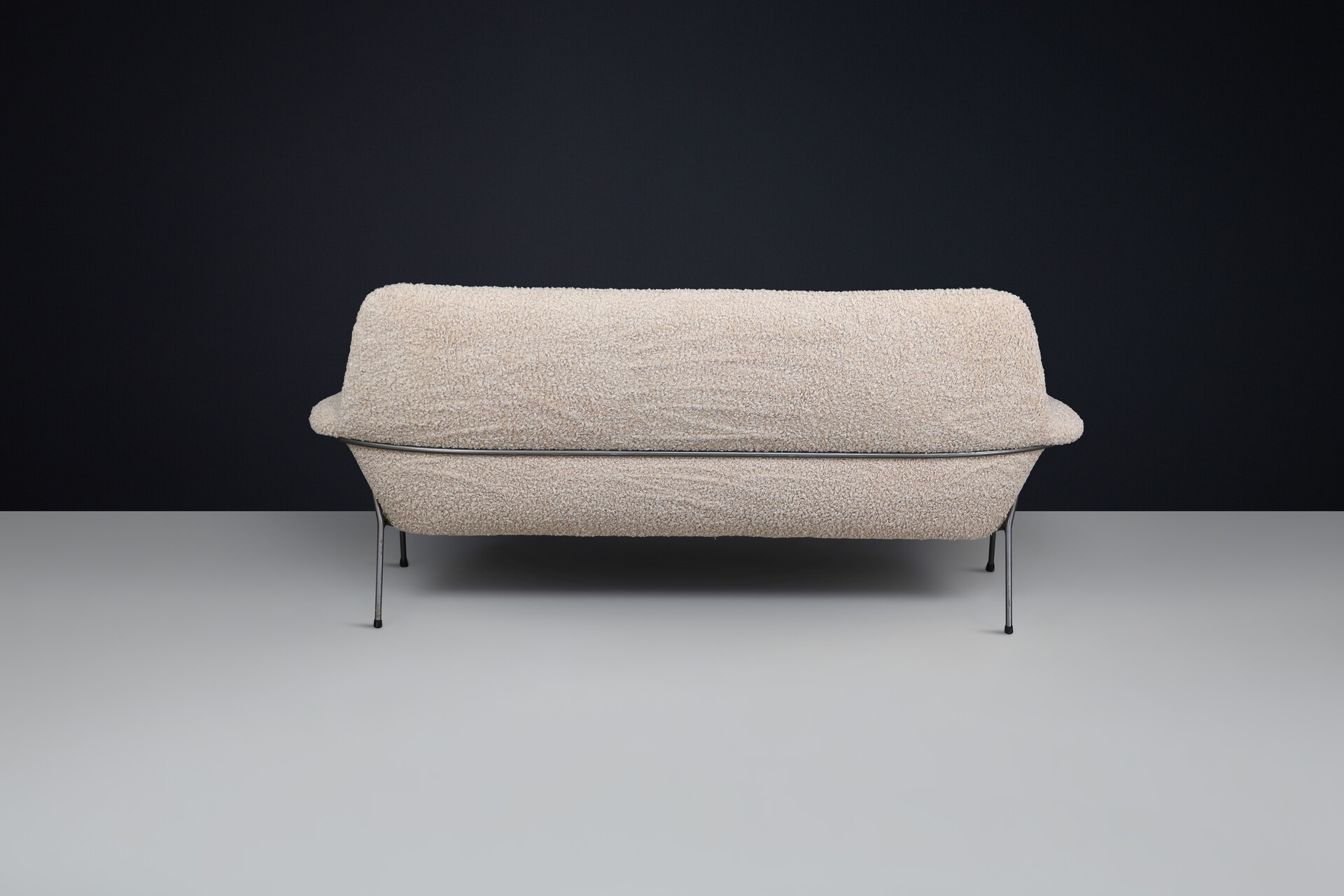 Mid century modern Lounge sofa in teddy fabric , The Netherlands 1960s Mid-20th century