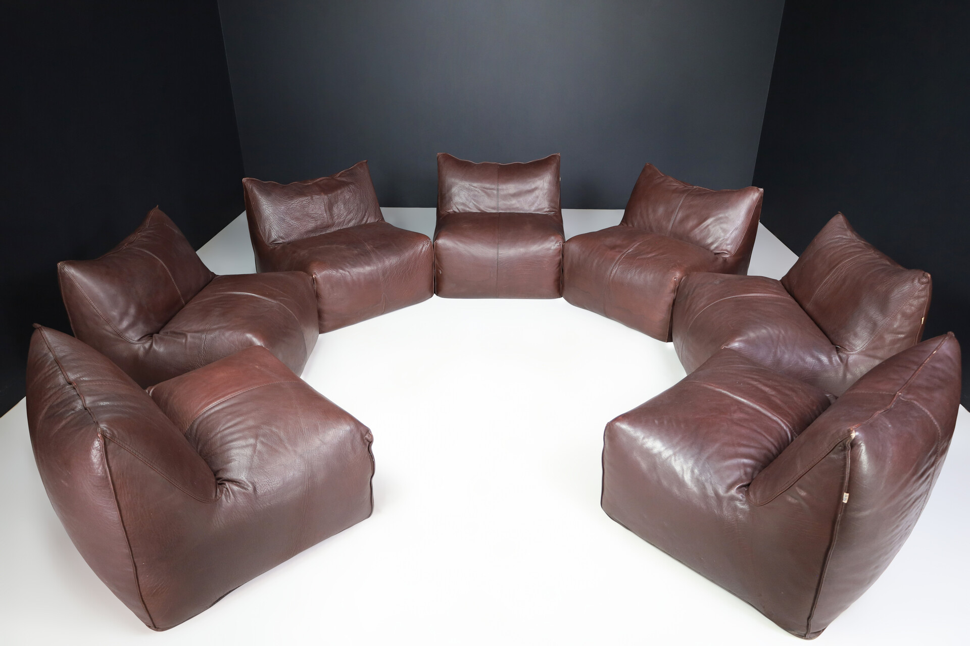 Mid century modern Mario Bellini 7-Piece Bambole Chairs/ Modular Sofa Set for B&B Italia 1970s Late-20th century