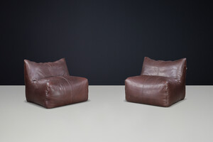 Mid century modern Mario Bellini ‘Le Bambole’ Chairs for B&B Italia, 1971, Brown Leather, Set of 2 Late-20th century