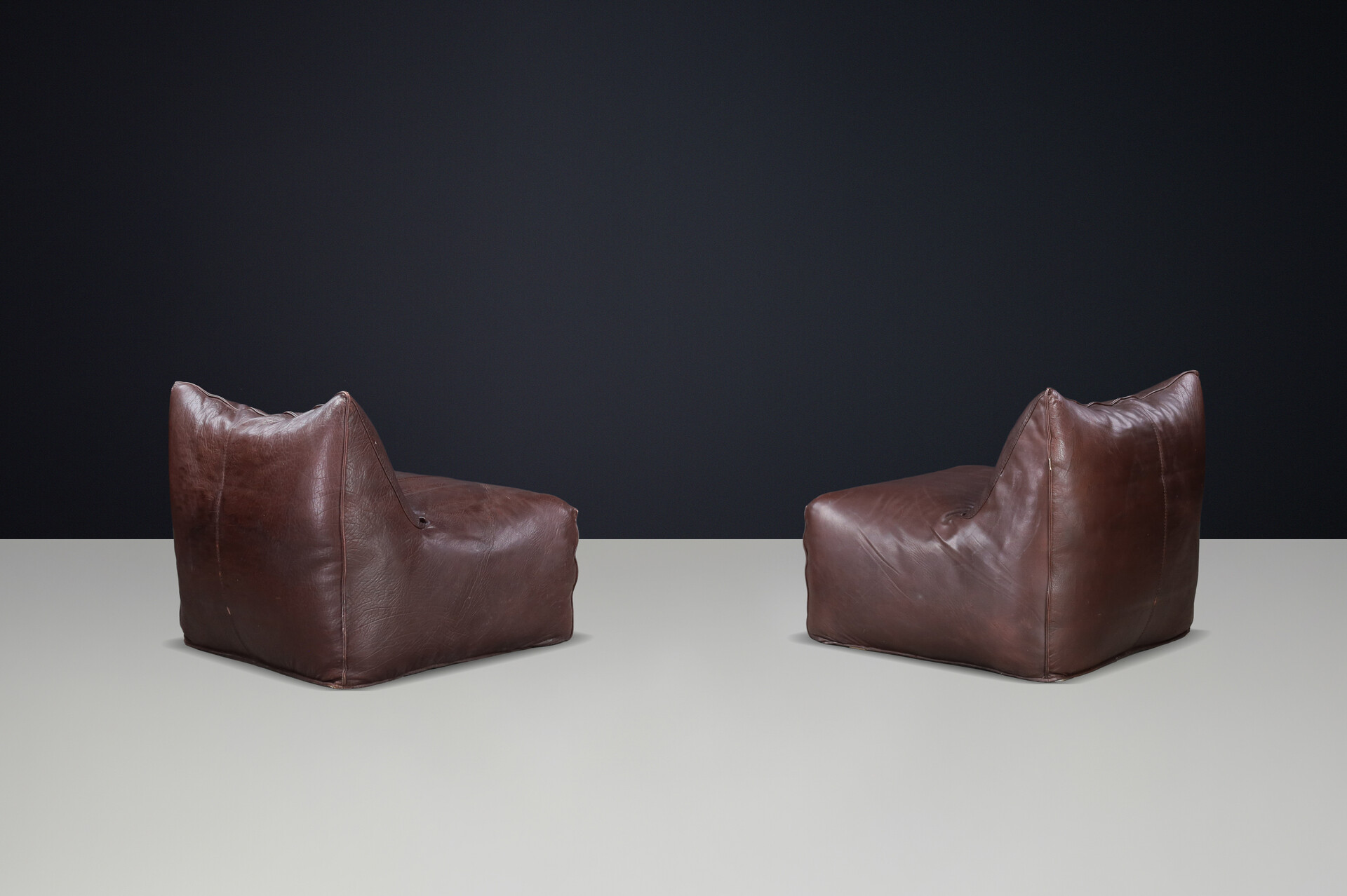 Mid century modern Mario Bellini ‘Le Bambole’ Chairs for B&B Italia, 1971, Brown Leather, Set of 2 Late-20th century