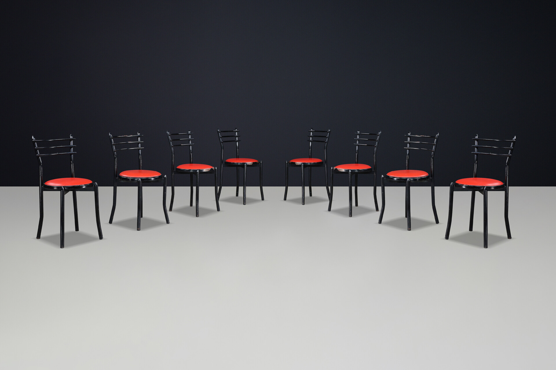 Mid century modern Metal and wood dining room chairs , France 1970s Mid-20th century