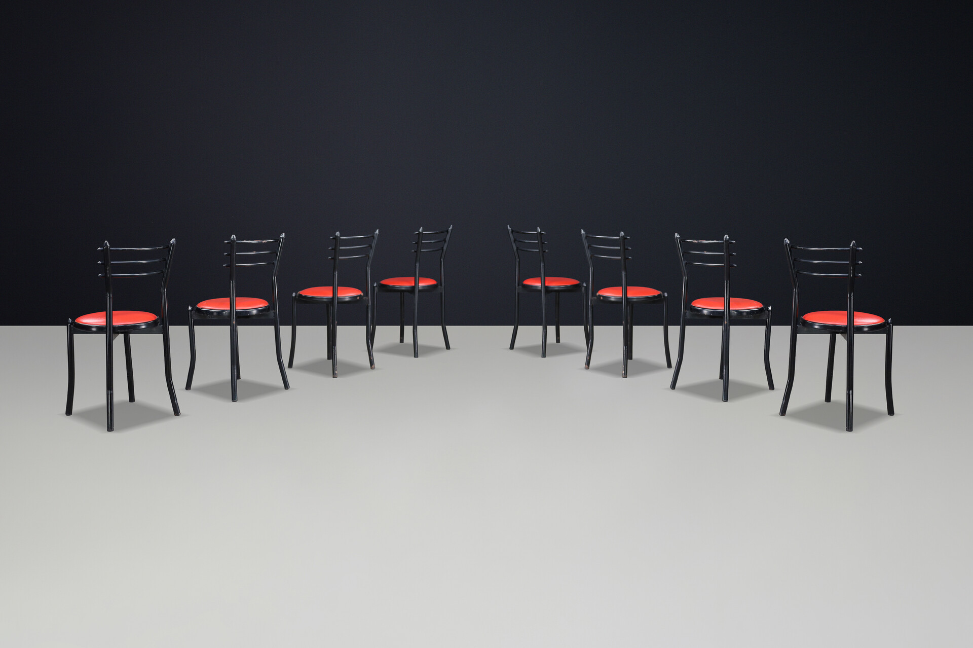 Mid century modern Metal and wood dining room chairs , France 1970s Mid-20th century