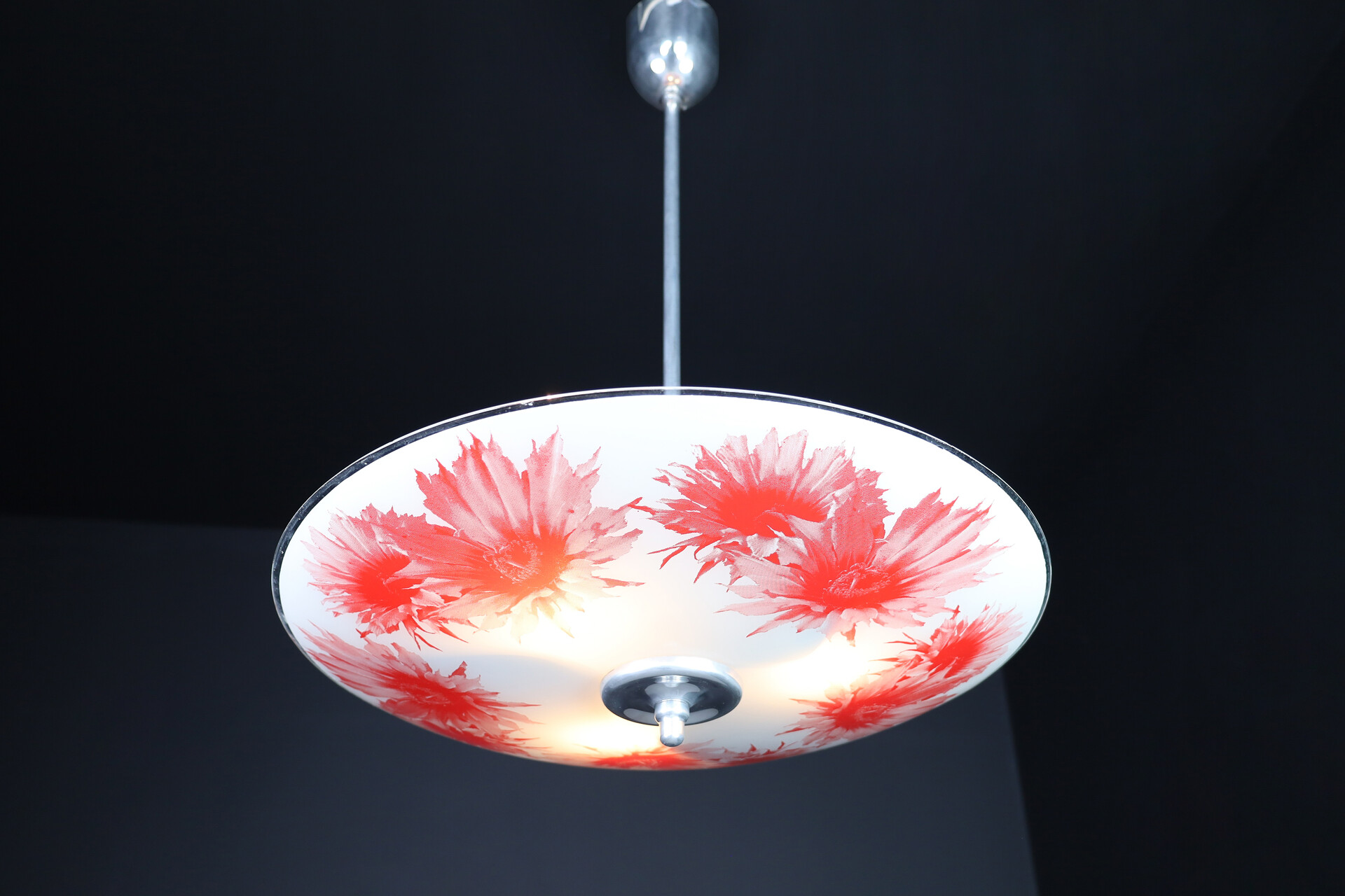 Mid century modern Mid-Century Glass Hanging Pendant Lamp Brussels World Expo 1958 Mid-20th century