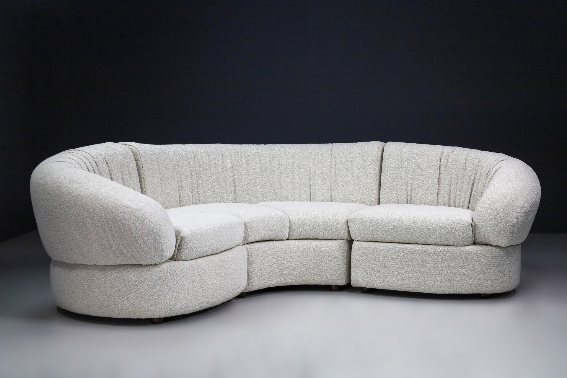 Mid century modern Modular sofa set with lounge chair in new bouclé fabric , italy 1960s Mid-20th century