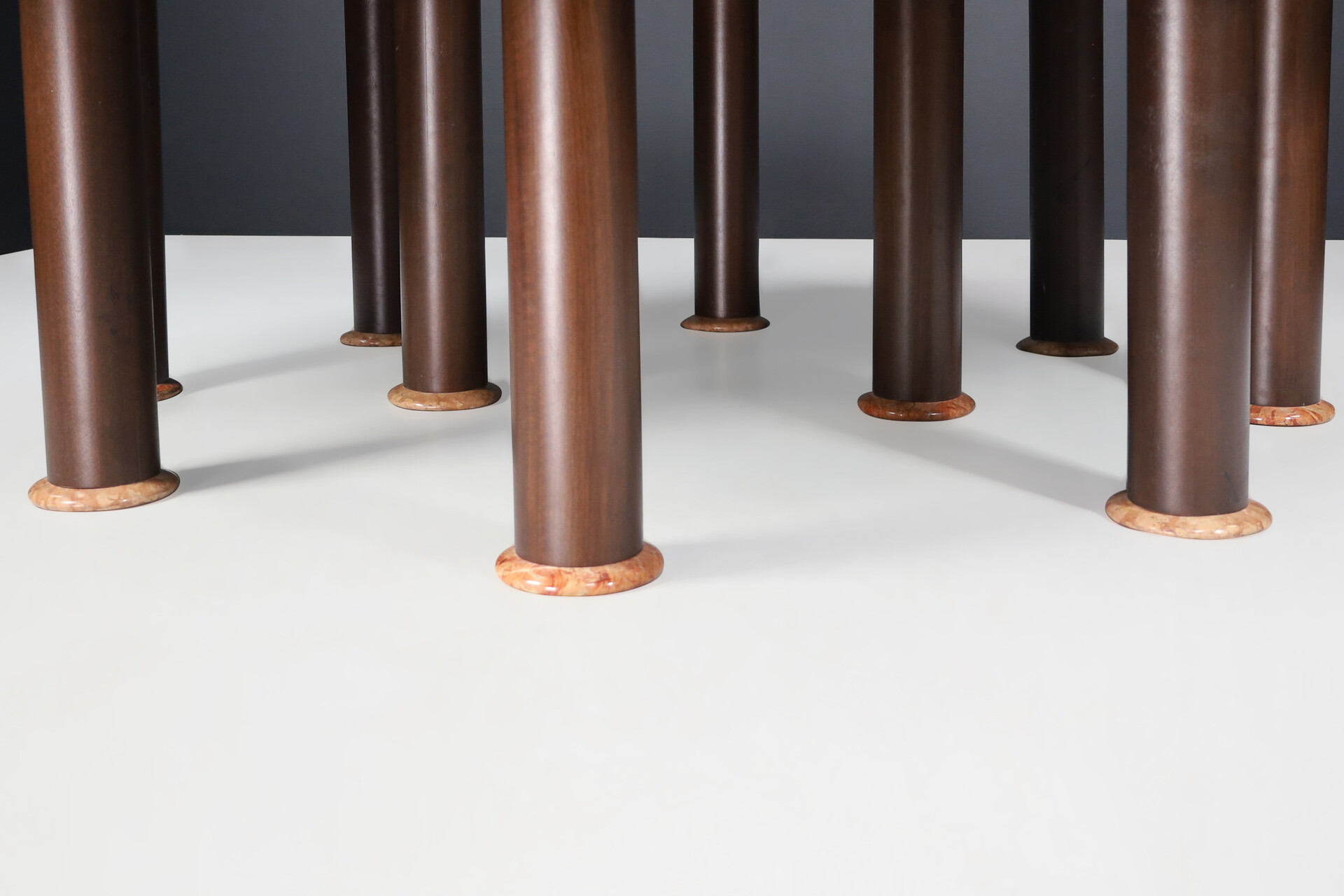 Mid century modern Monumental Ettore Sottsass for Poltronova  Table in Rosso Marble and walnut, Italy 1960s Mid-20th century