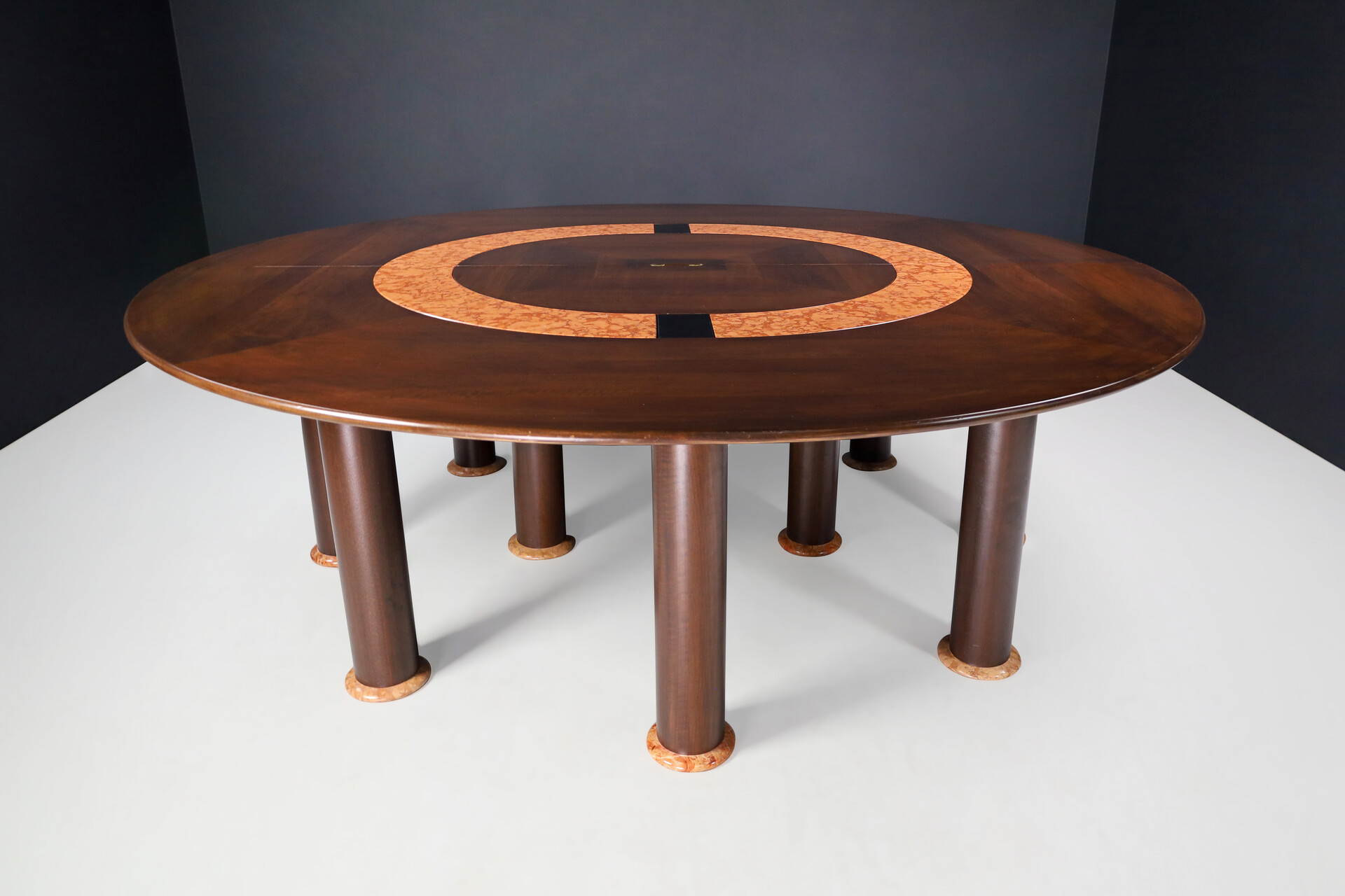 Mid century modern Monumental Ettore Sottsass for Poltronova  Table in Rosso Marble and walnut, Italy 1960s Mid-20th century