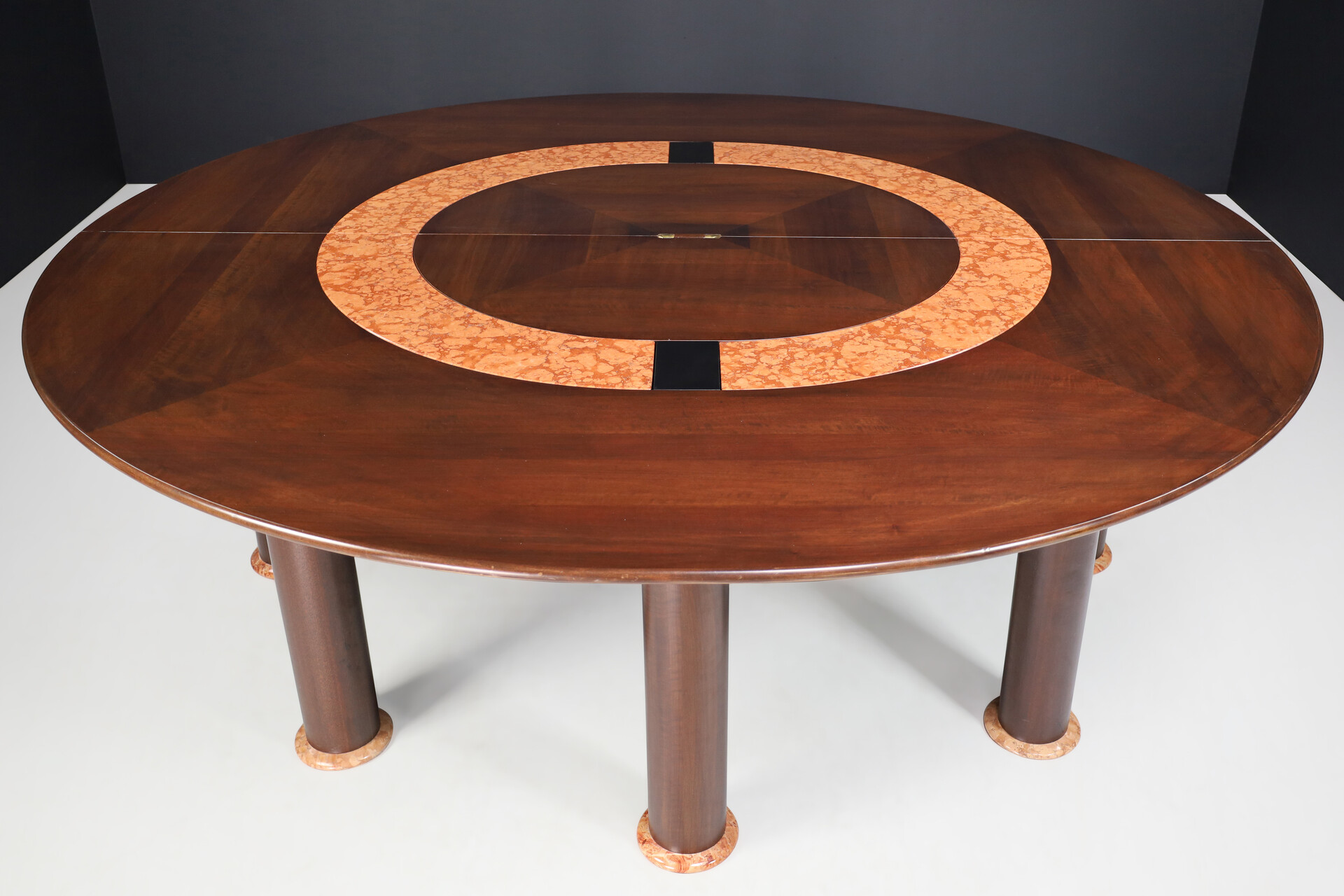 Mid century modern Monumental Ettore Sottsass for Poltronova  Table in Rosso Marble and walnut, Italy 1960s Mid-20th century