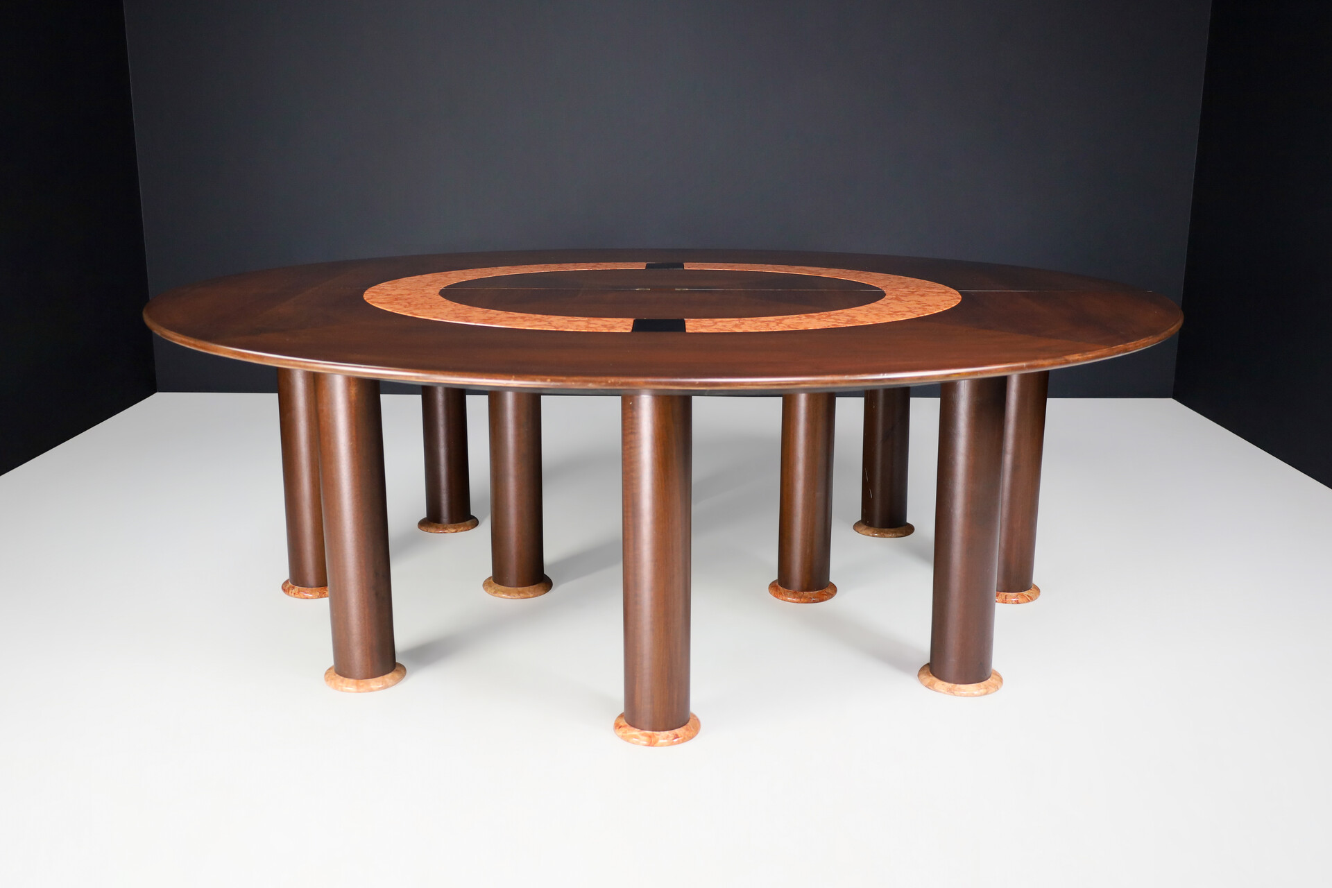 Mid century modern Monumental Ettore Sottsass for Poltronova  Table in Rosso Marble and walnut, Italy 1960s Mid-20th century