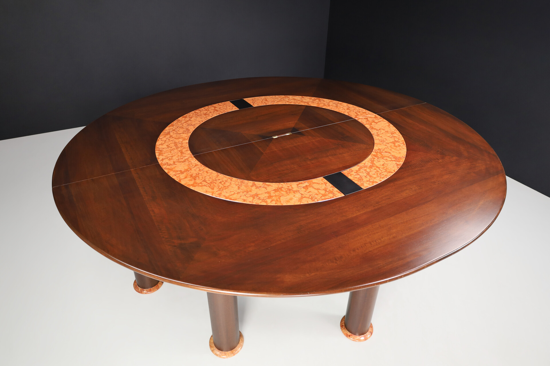 Mid century modern Monumental Ettore Sottsass for Poltronova  Table in Rosso Marble and walnut, Italy 1960s Mid-20th century