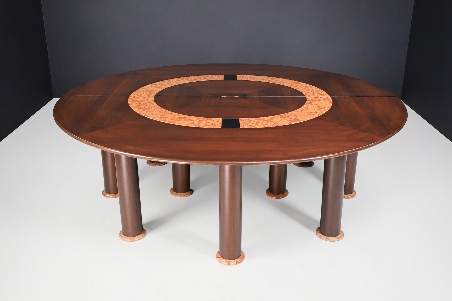 Mid century modern Monumental Ettore Sottsass for Poltronova  Table in Rosso Marble and walnut, Italy 1960s Mid-20th century